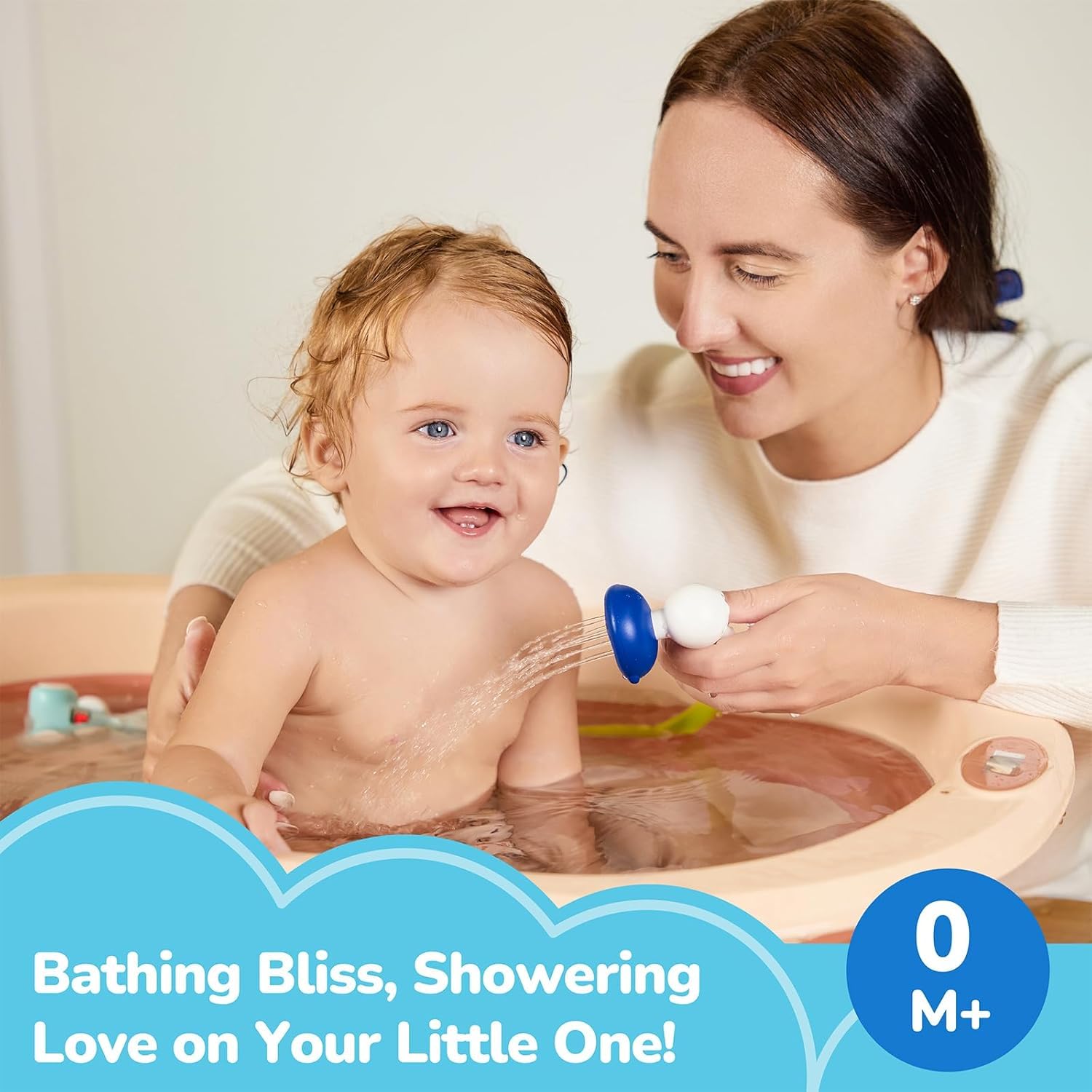 Light Gray G-WACK Baby Bath Toys Shower Head Sprayer with Water Thermometer for New Borns, Toddlers and Kids | Baby Accessories, and Essentials in Bathtub or Sink | Shampoo Bath Rinser | USB Rechargeable-V2