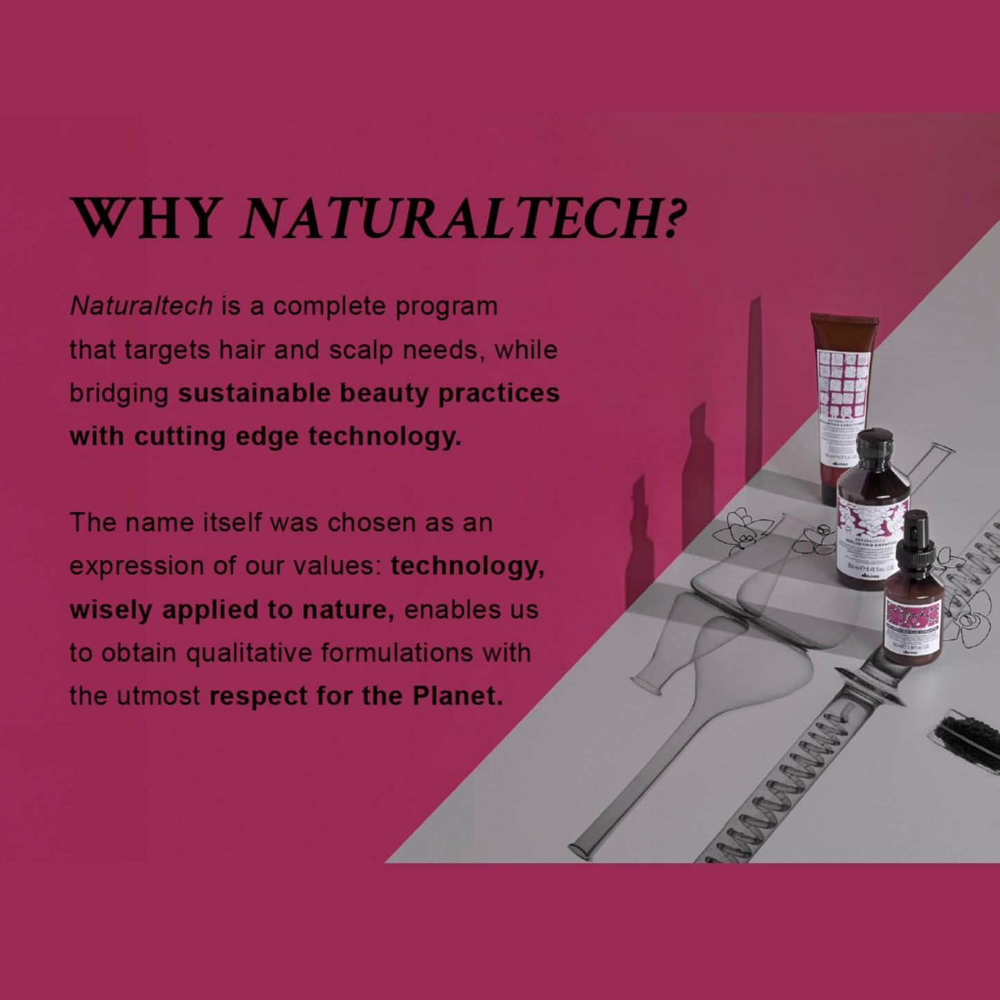Maroon Davines Naturaltech Replumping Hair Filler Superactive, Moisturizing for Fine Hair Lacking Elasticity - With Plum Phytoceuticals - Thickens & Plumps Hair, Travel Size, 3.38 Fl Oz