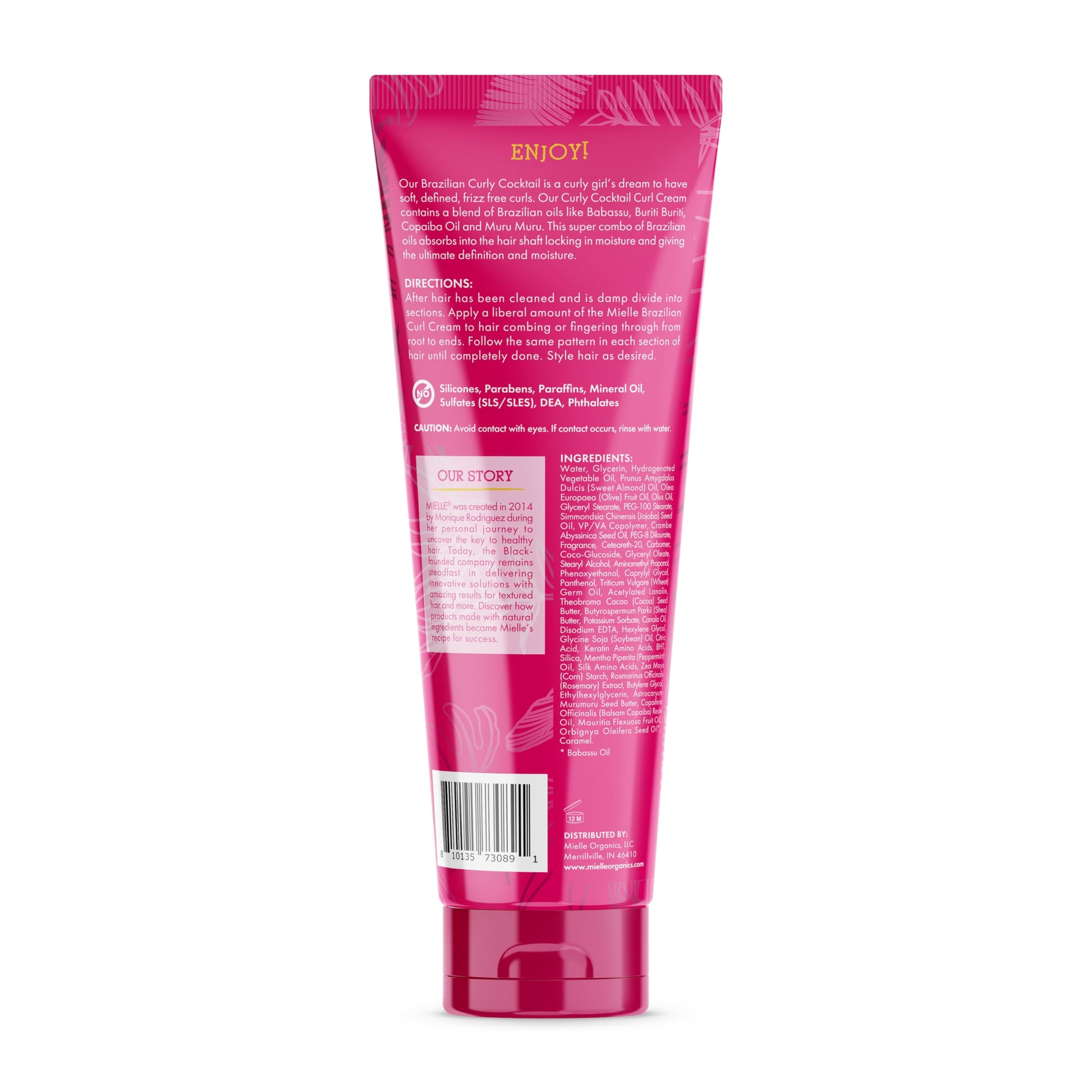 White Smoke Mielle Organics Babassu & Mint Brazilian Curly Cocktail Curl Cream - Curl Defining, Hair Styling Cream for Textured Hair - Locks in Moisture, Boosts Definition & Softens Textured Hair, 7.5 Ounce