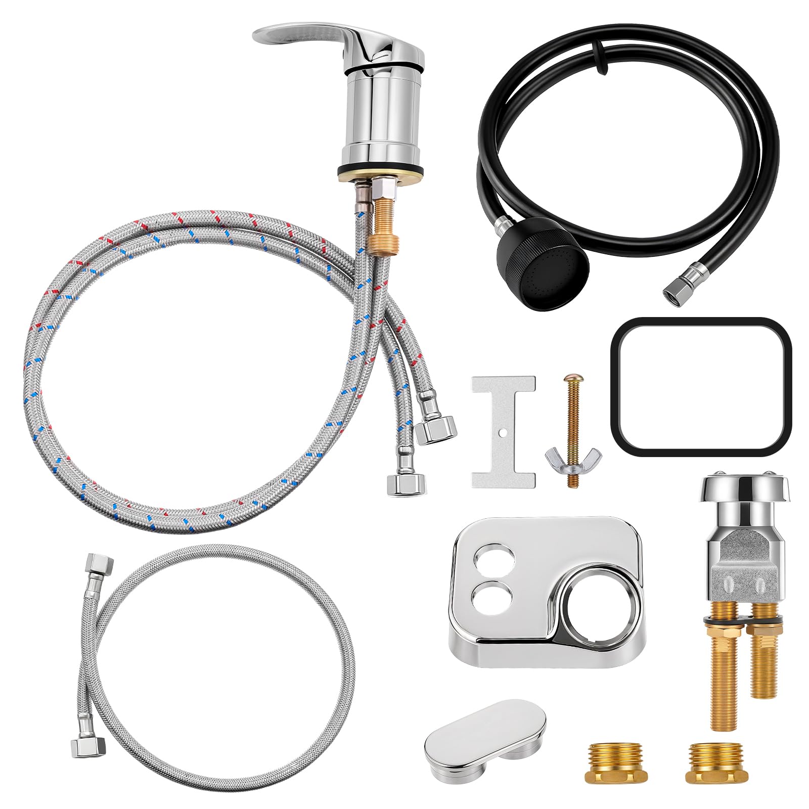 White Smoke Salon Shampoo Bowl Faucet, Hair Salon Sink Faucets Sprayer Hose Set Professional Vacuum Breaker Outside Faucet Kit with Sprayer Replacement Part for Bathroom Sink Shampoo Bed