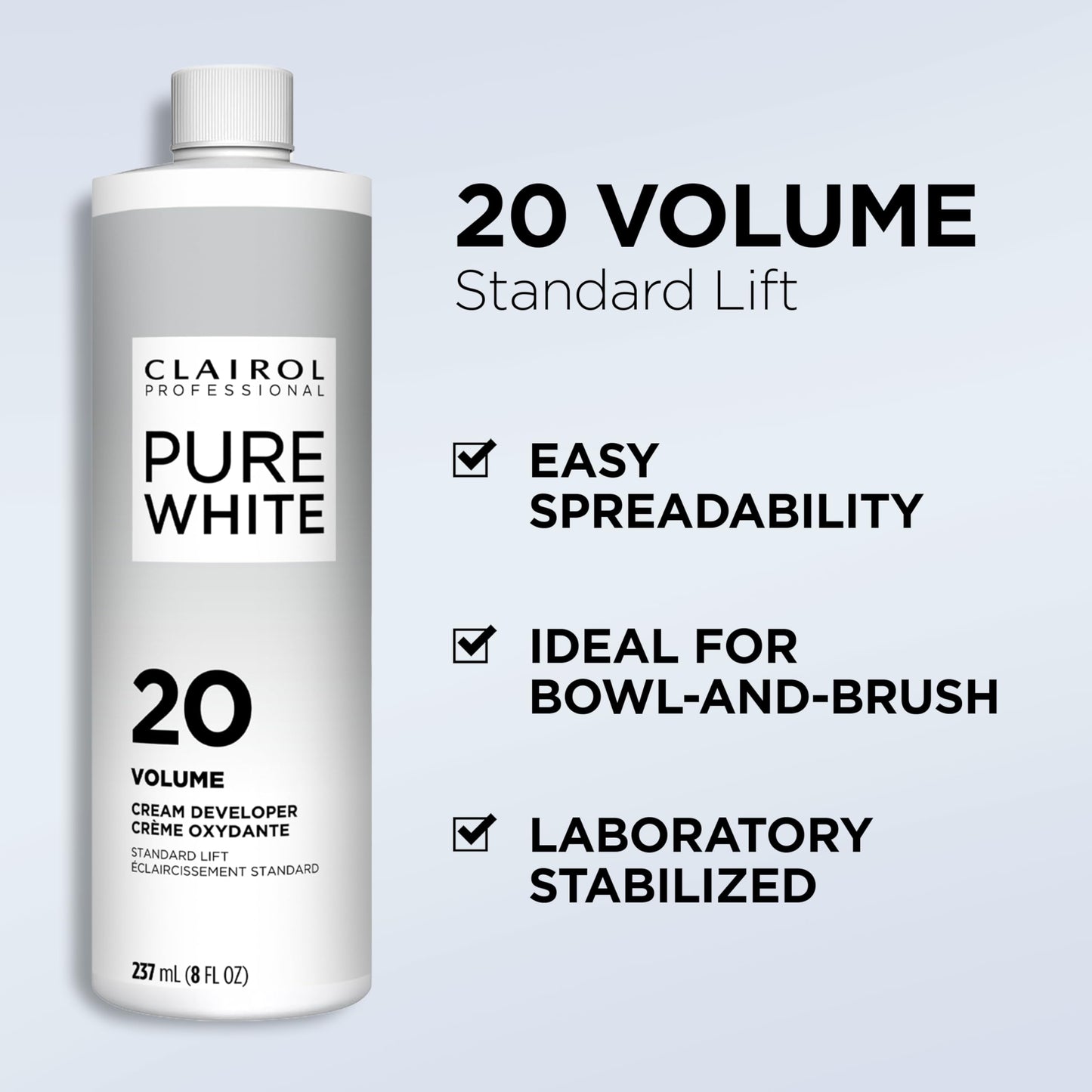 Lavender Clairol Professional Pure White 20 volume Crème Developer, 16 oz (Pack of 1)