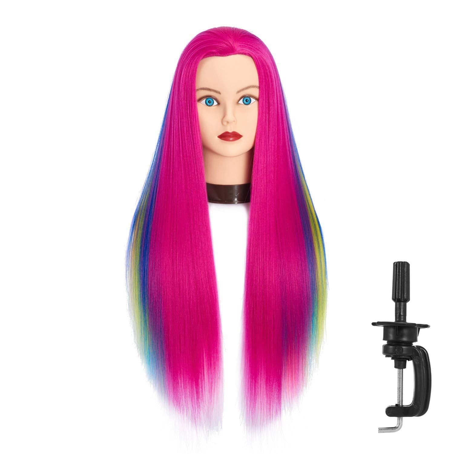 White Smoke Headfix 26"-28" Long Hair Mannequin Synthetic Fiber Hairdresser Practice Styling Training Cosmetology Manikin Doll With Clamp (6F1919w0320)