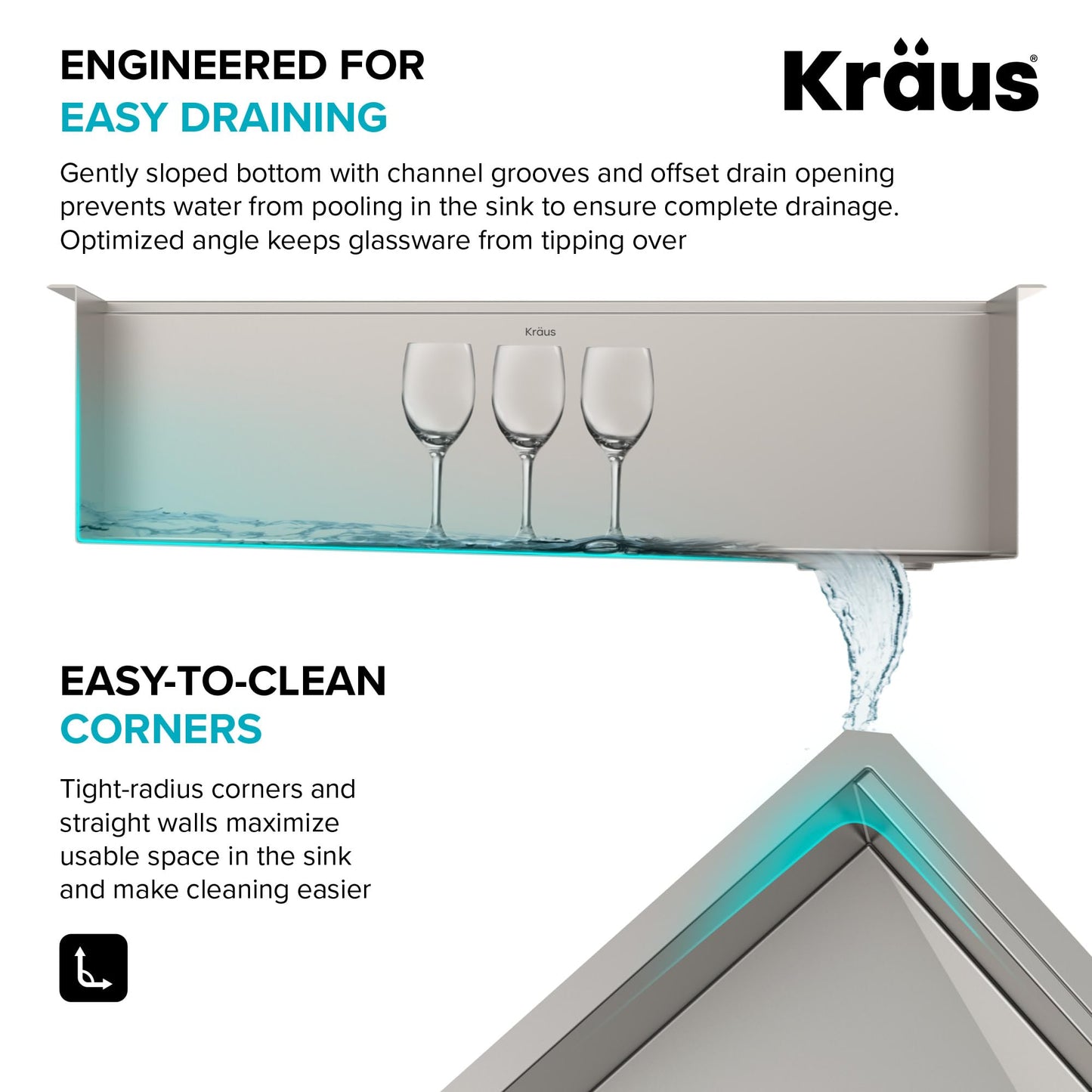 White Smoke KRAUS Kore Workstation 45-inch Undermount 16 Gauge Stainless Steel Kitchen Sink, Single Bowl Kitchen Sink with Accessories, KWU120-45
