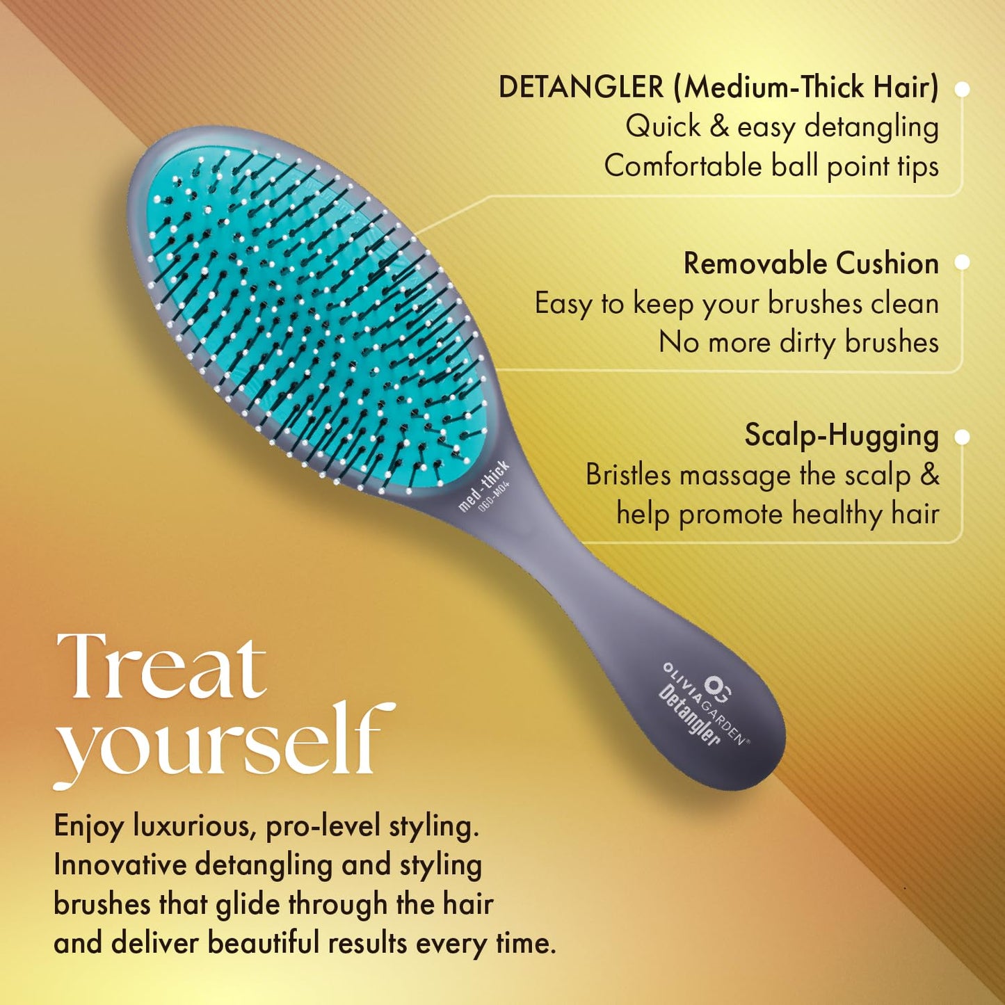 Sandy Brown Olivia Garden OG Brush Collection Set - Includes 3 Hair Brushes for All Hair Types, Detangling, and Smoothing