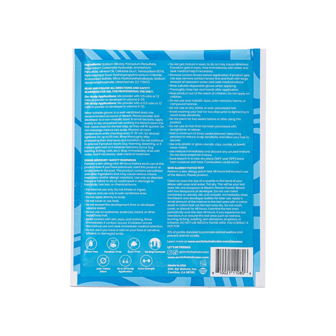 Medium Turquoise Arctic Fox Blue Powder Hair Bleach - Anti-Brass, Vegan, Cruelty Free, Quick Lightener - 1 oz
