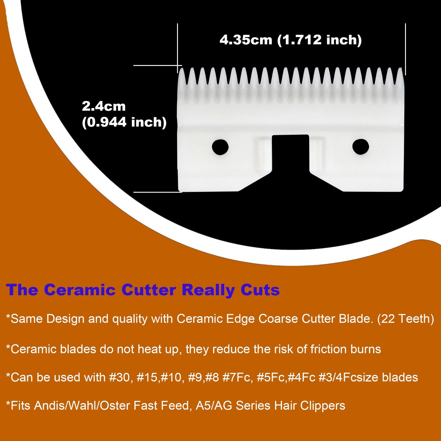 Black OwnLifeYF 3PCS Ceramic Coarse Pet Replacement Blade Cutter Compatible with Andis 64440, Compatible with Oster A5, Compatible with Walh KM Series Clippers, 22 Teeth