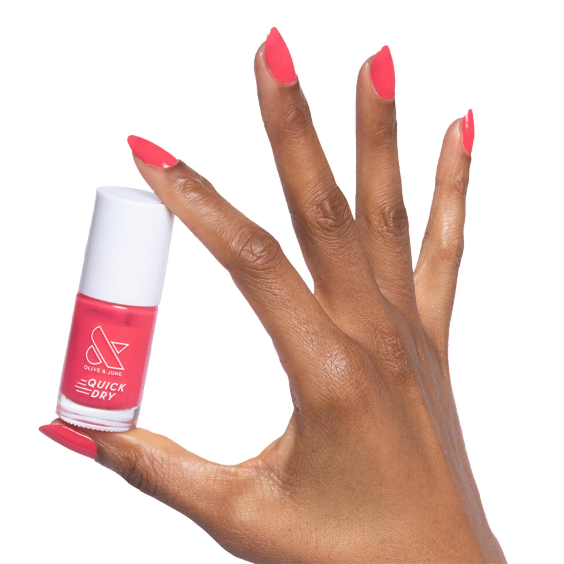 White Smoke Olive & June Quick Dry Nail Polish | Spring Pastel Nails | Instant Fast-Drying Smudgeproof | 15-free Vegan Cruelty-Free | Lasts up to 5 Days | Salon-Quality Manicure Pedicure |Pomodoro Tomato Red-Pink