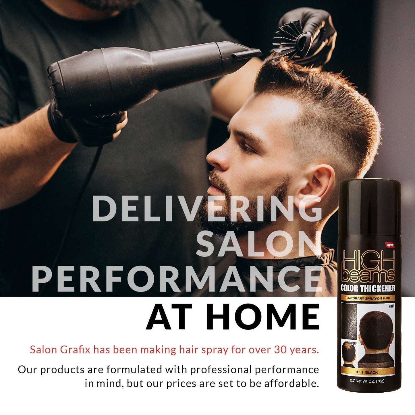 White Smoke Salon Grafix High Beams Color Thickener Temporary Spray - Black for Unisex - 2.7 oz Hair Color