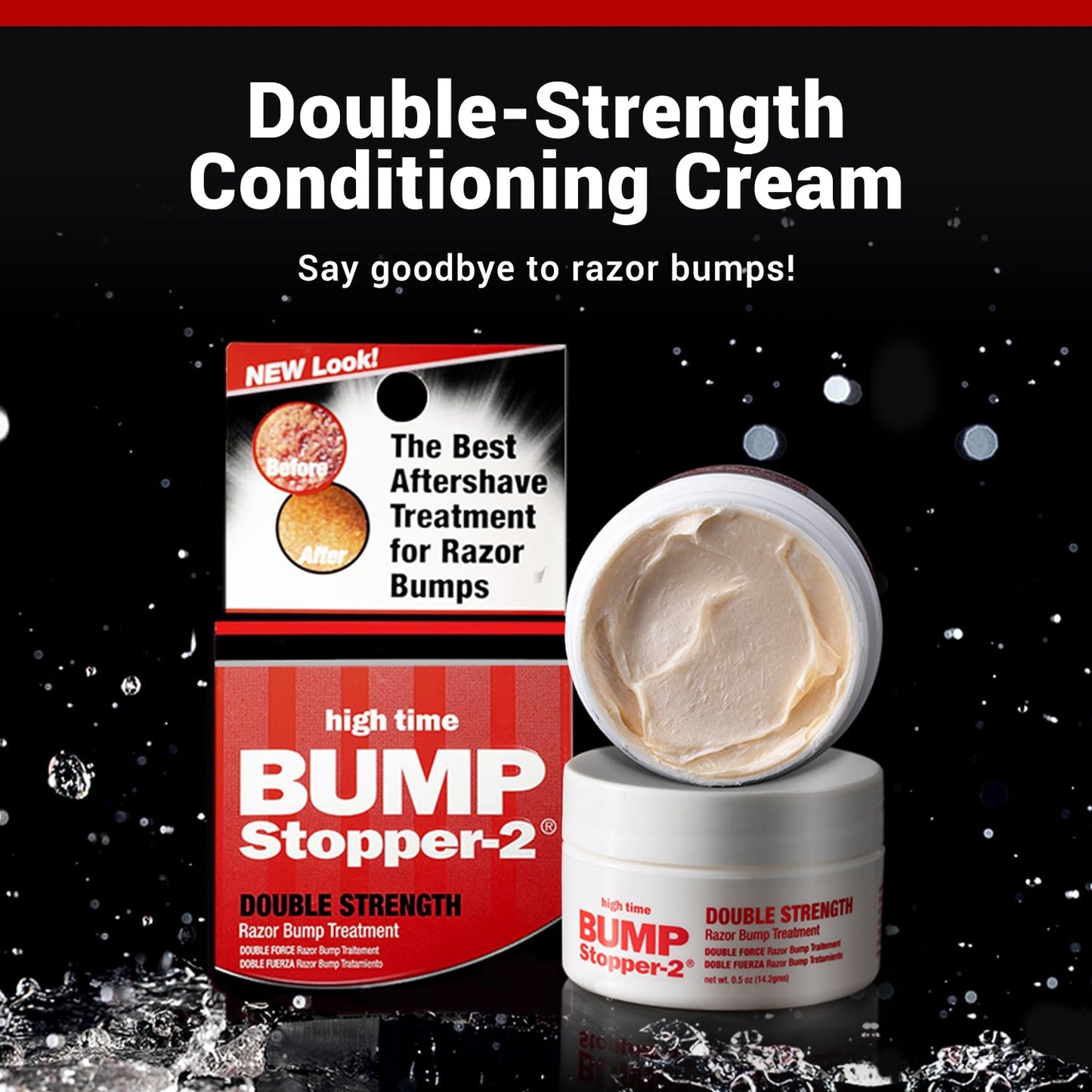 Black High Time Bump Stopper 2 Double Strength Ingrown Hair Cream for Face and Body | Aftershave Lotion for Men and Women | Razor Bump Balm | 0.5 OZ (2 Pack)