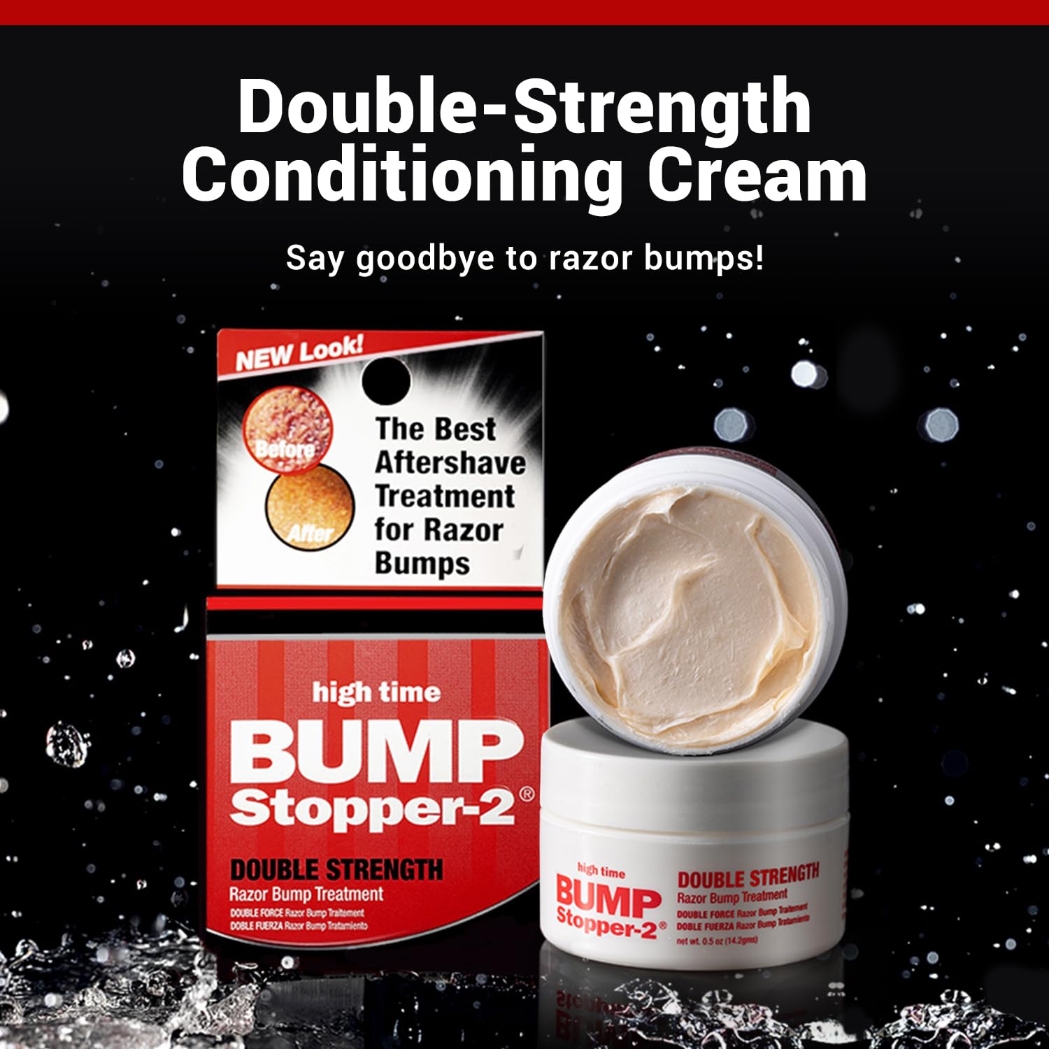 Black High Time Bump Stopper 2 Double Strength Ingrown Hair Cream for Face and Body | Aftershave Lotion for Men and Women | Razor Bump Balm | 0.5 OZ (2 Pack)