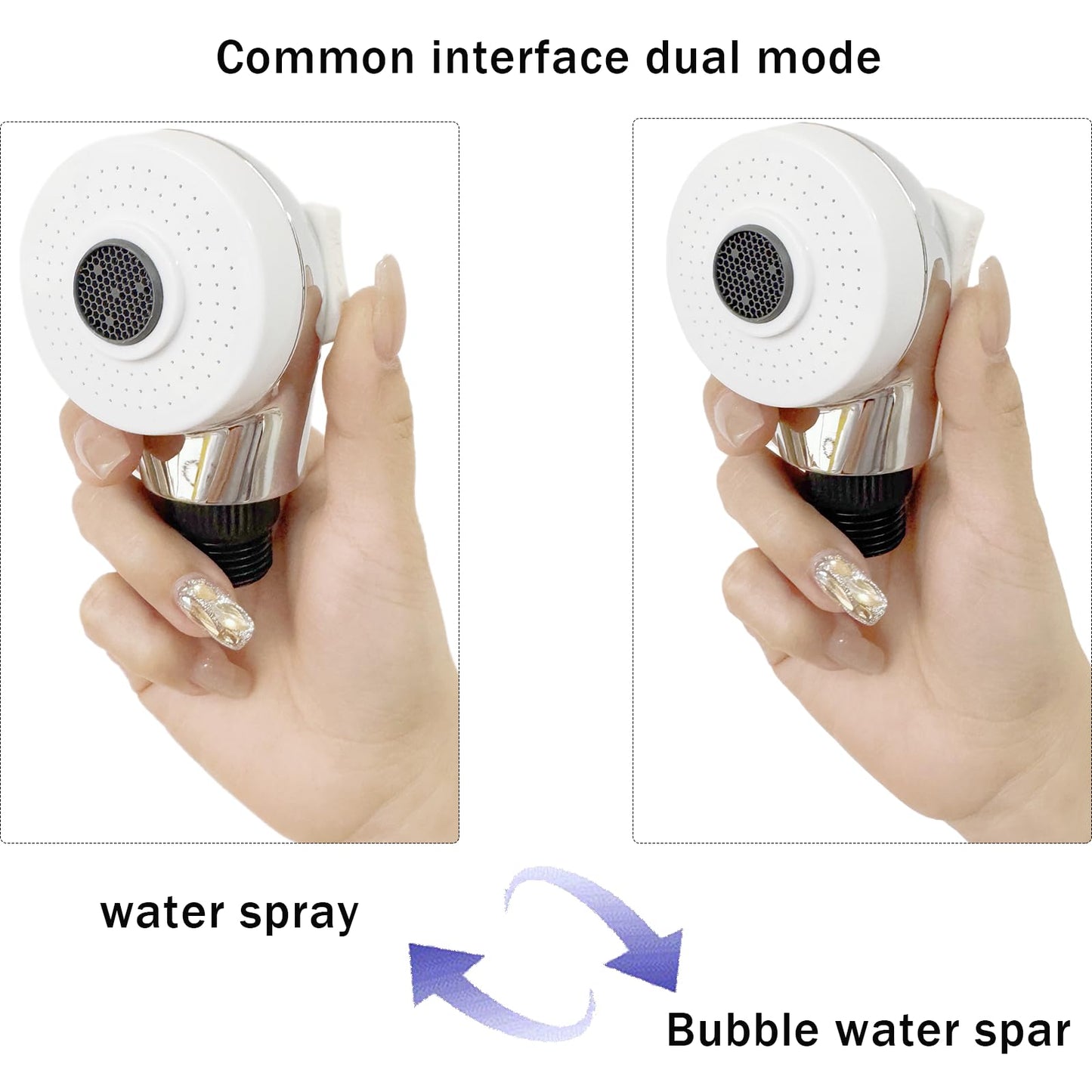 White Smoke Aeesgsek Pedicure Spa Chair Spray Head, Salon Shampoo Sink Sprayer - High Pressure Water Saving, Easy Switch Between Water & Bubble Jet, 1/2” Standard Connector, Chrome Plated