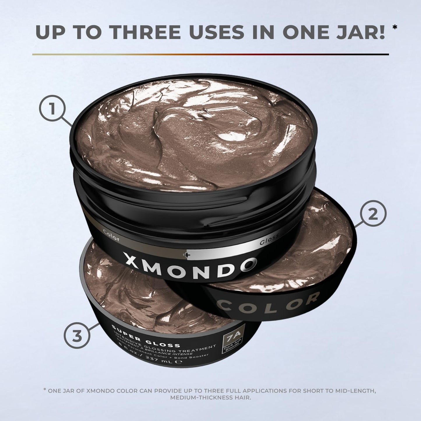 Light Gray XMONDO Color Dark Ash Blonde Color Depositing Mask & Semi-Permanent Hair Dye Super Gloss Infused with Bond Boosters for Nourishment, Revitalize & Repair, Vegan Formula, 8 Fl Oz