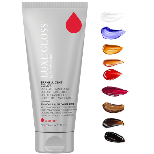 White Smoke ECRU New York LUXE GLOSS Hair Gloss for Enhanced Color and Glass-Like Shine, Ruby Red