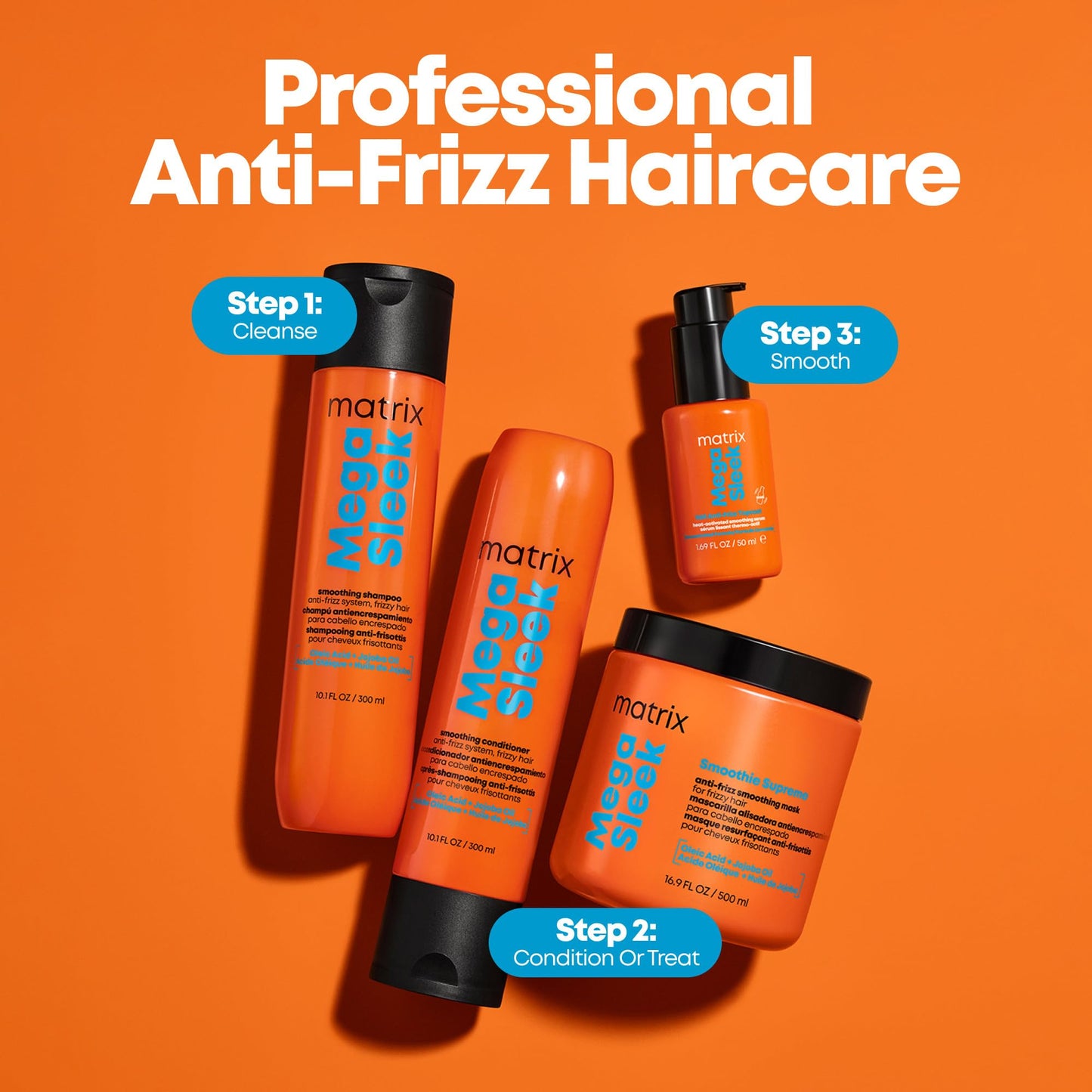 Tomato Matrix Mega Sleek Anti-Frizz Conditioner - 96H Frizz Control, 12x Smoother Hair, and Lasting Hydration, 33.8 Fl Oz