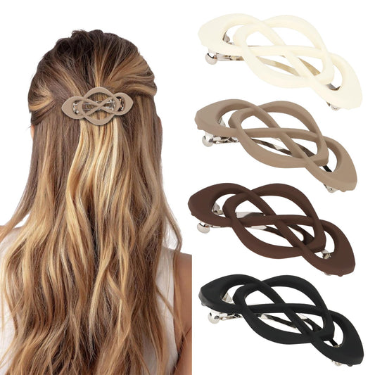 White Smoke Amariver 4packs Hair Clips French Hair Barrettes for Women Beige Khaki Brown Black Accessories for Women Girls