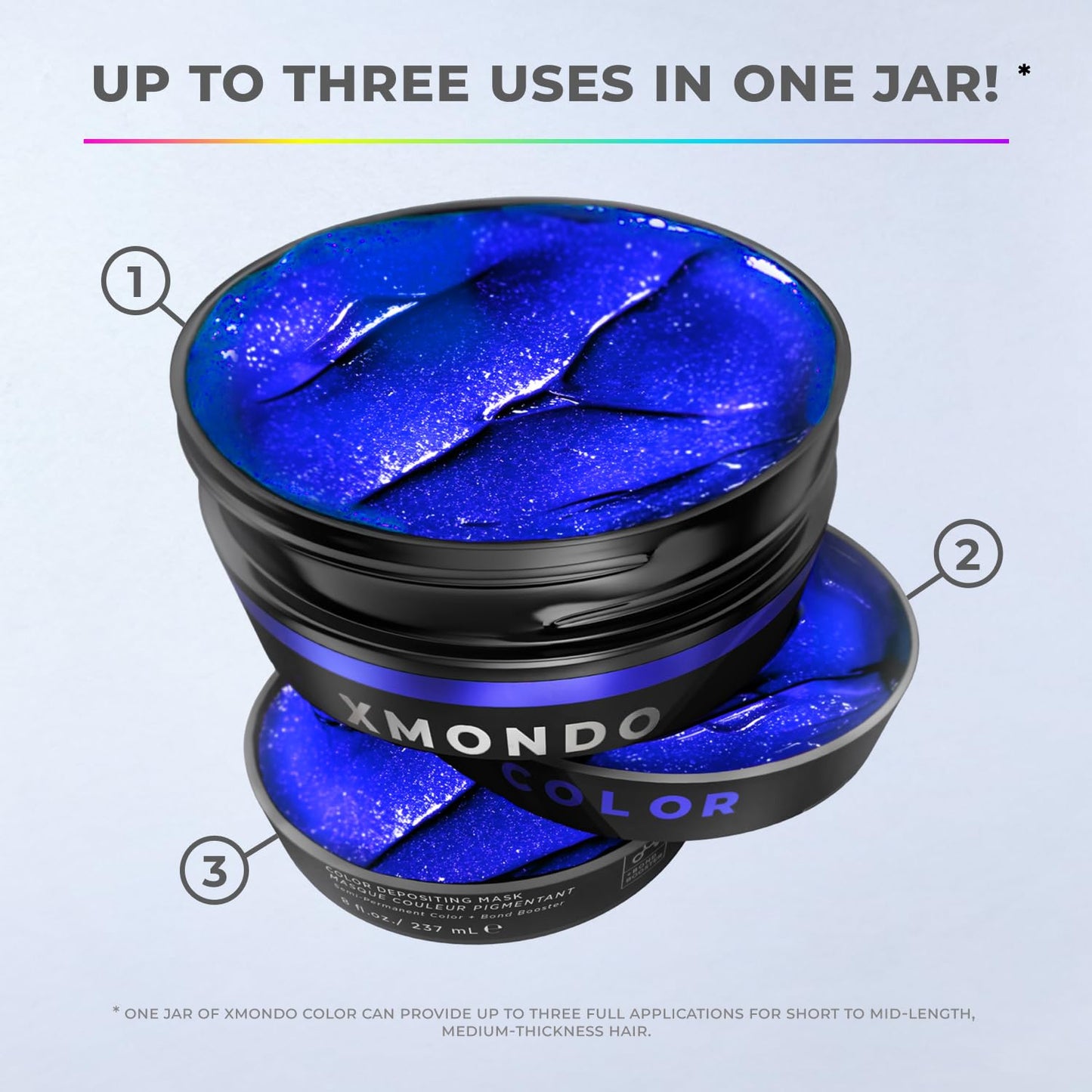 Light Gray XMONDO Hair Color Super Blue Hair Healing Semi Permanent Color | Vegan Formula with Hyaluronic Acid to Retain Moisture, Vegetable Proteins to Revitalize, and Bond Boosting Technology, 8 Fl Oz 1-Pack