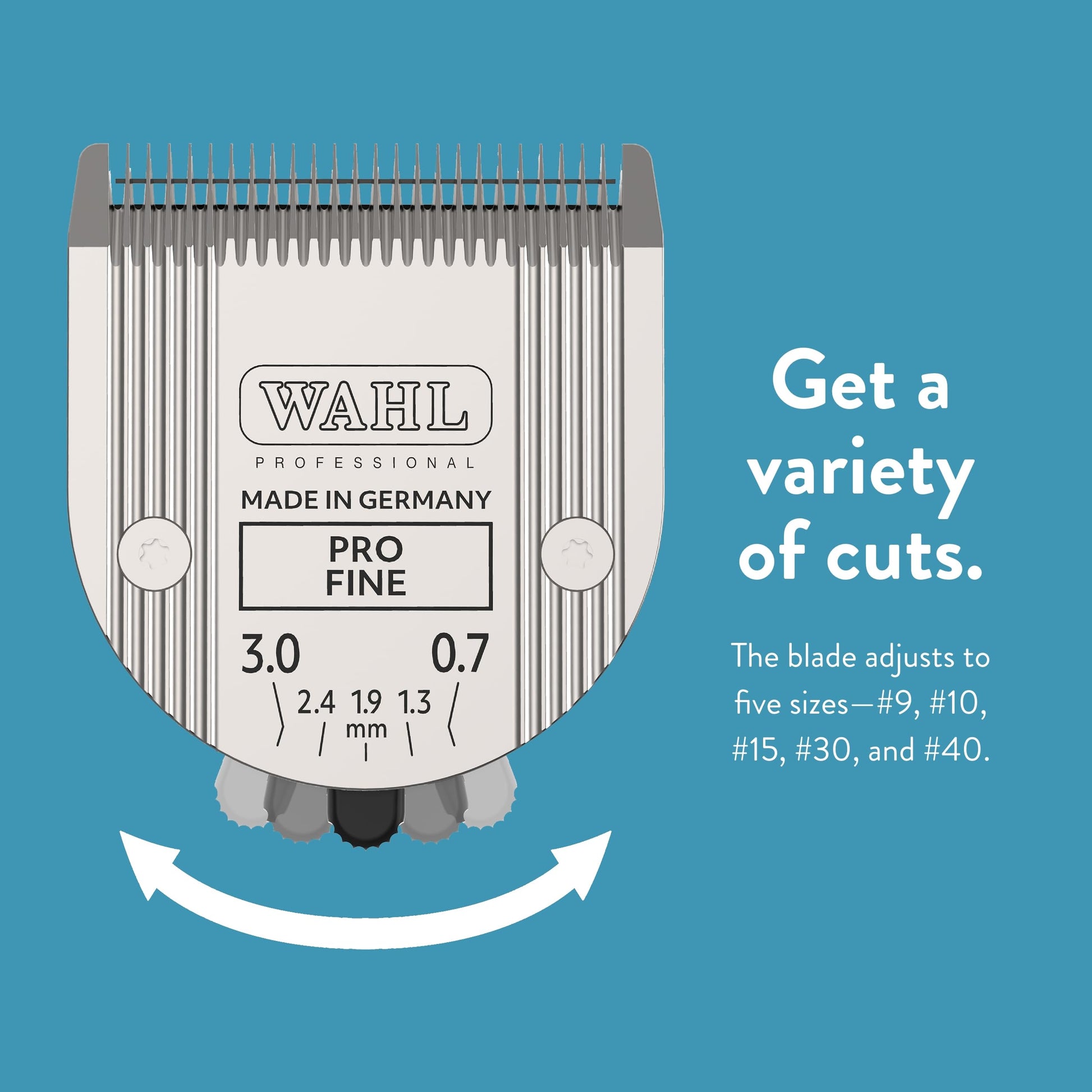 Steel Blue Wahl Professional Animal 5-in-1 Pro Adjustable Clipper Blade - for Arco, 5 Style Groom, Bravura, Chromado, Creativa, Figura & Motion Clippers - Replacement Blades - Silver