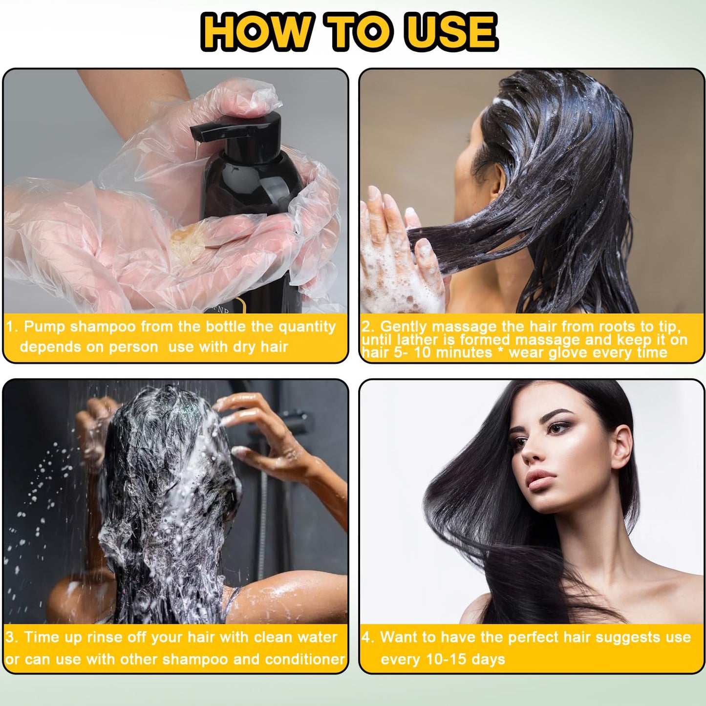 White Smoke Hair Dye Shampoo 3 in 1 for Gray Hair, Herbal Ingredients Natural Shampoo Hair Dye for Women Men (Black)