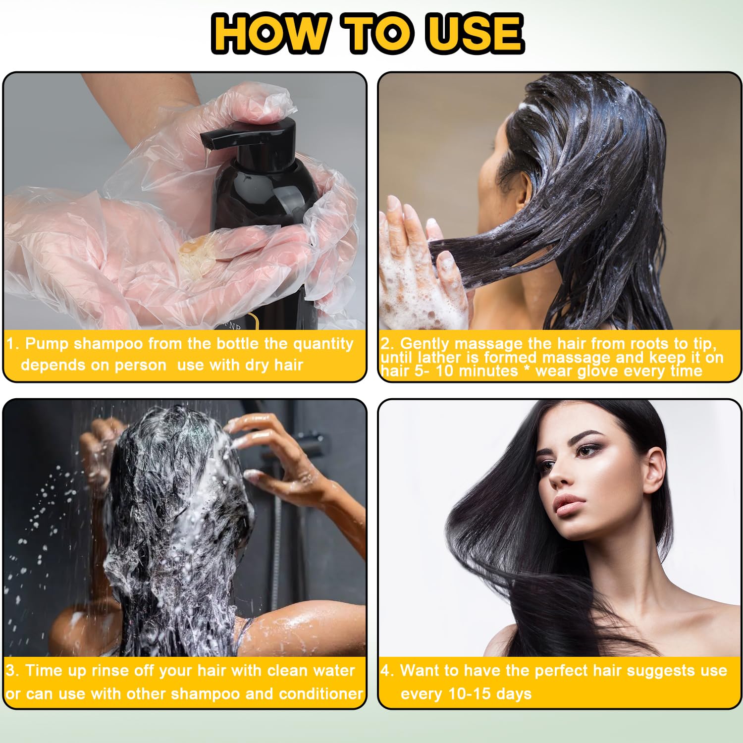 White Smoke Hair Dye Shampoo 3 in 1 for Gray Hair, Herbal Ingredients Natural Shampoo Hair Dye for Women Men (Black)