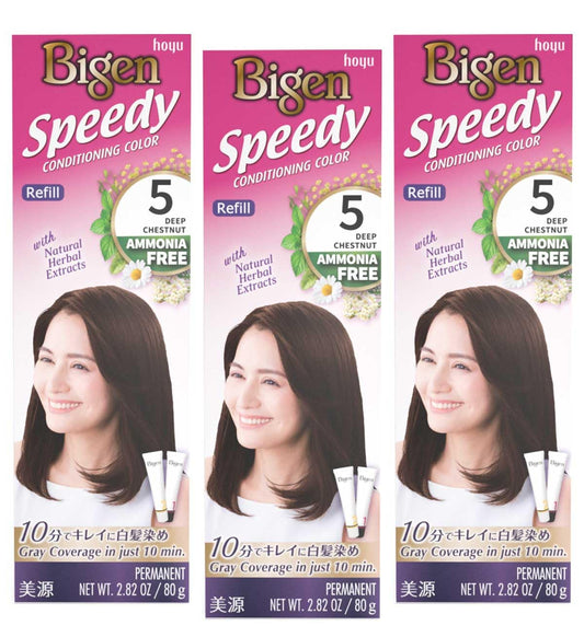 White Smoke Bigen Speedy Conditioning Color Refill: 5 Deep Chestnut - 3 Pack
