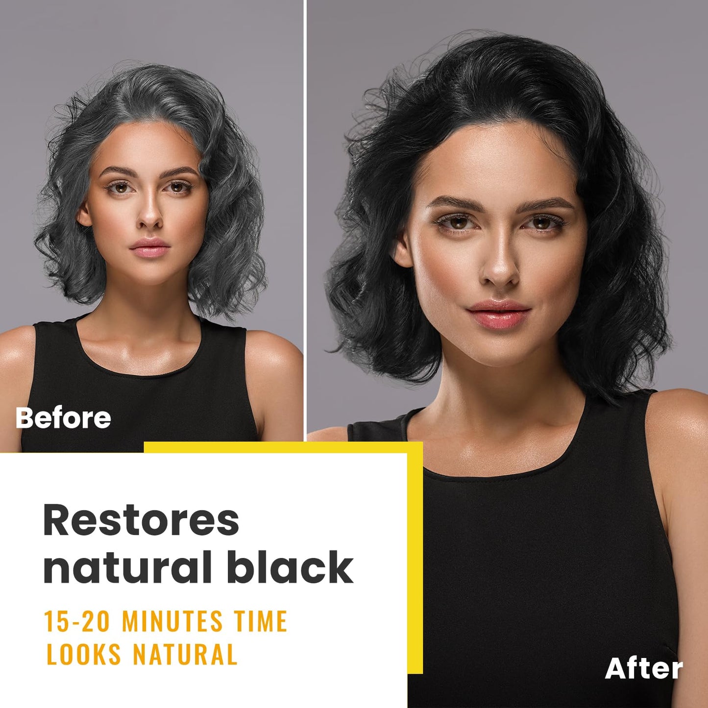 White Smoke KINGMING Black Hair Dye Shampoo 3 in 1 for Gray Hair, Hair Color Shampoo for Women Men Grey Hair Coverage, Herbal Ingredients Champu Con Tinte Para Canas 500ml (Black).
