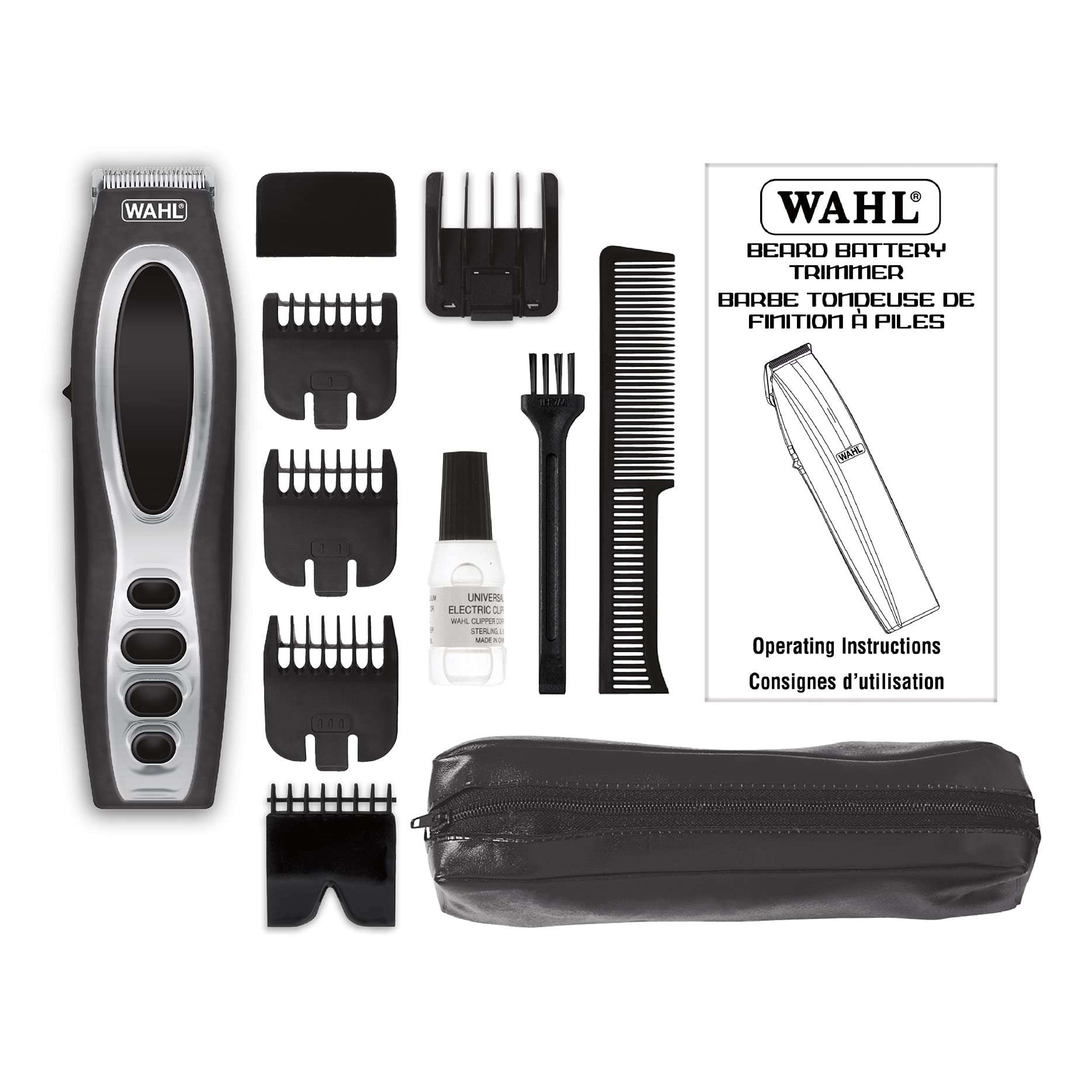 White Smoke Wahl Canada Beard Trimmer, Self-sharpening precision ground blades, Battery Operated, Men Grooming, V-trim guide for fine line detailing - Model 3283