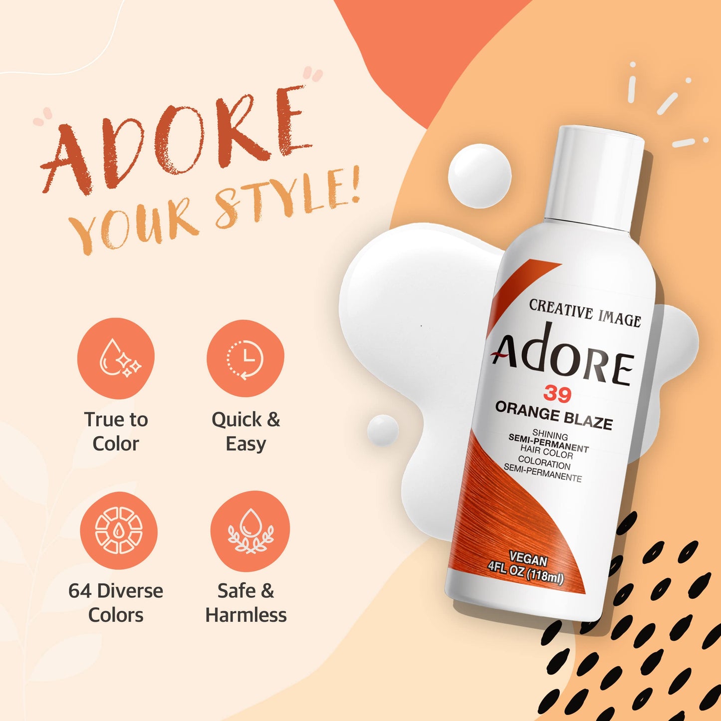 Antique White Adore Semi Permanent Hair Color - Vegan and Cruelty-Free Hair Dye - 4 Fl Oz - 106 Mahogany (Pack of 3)