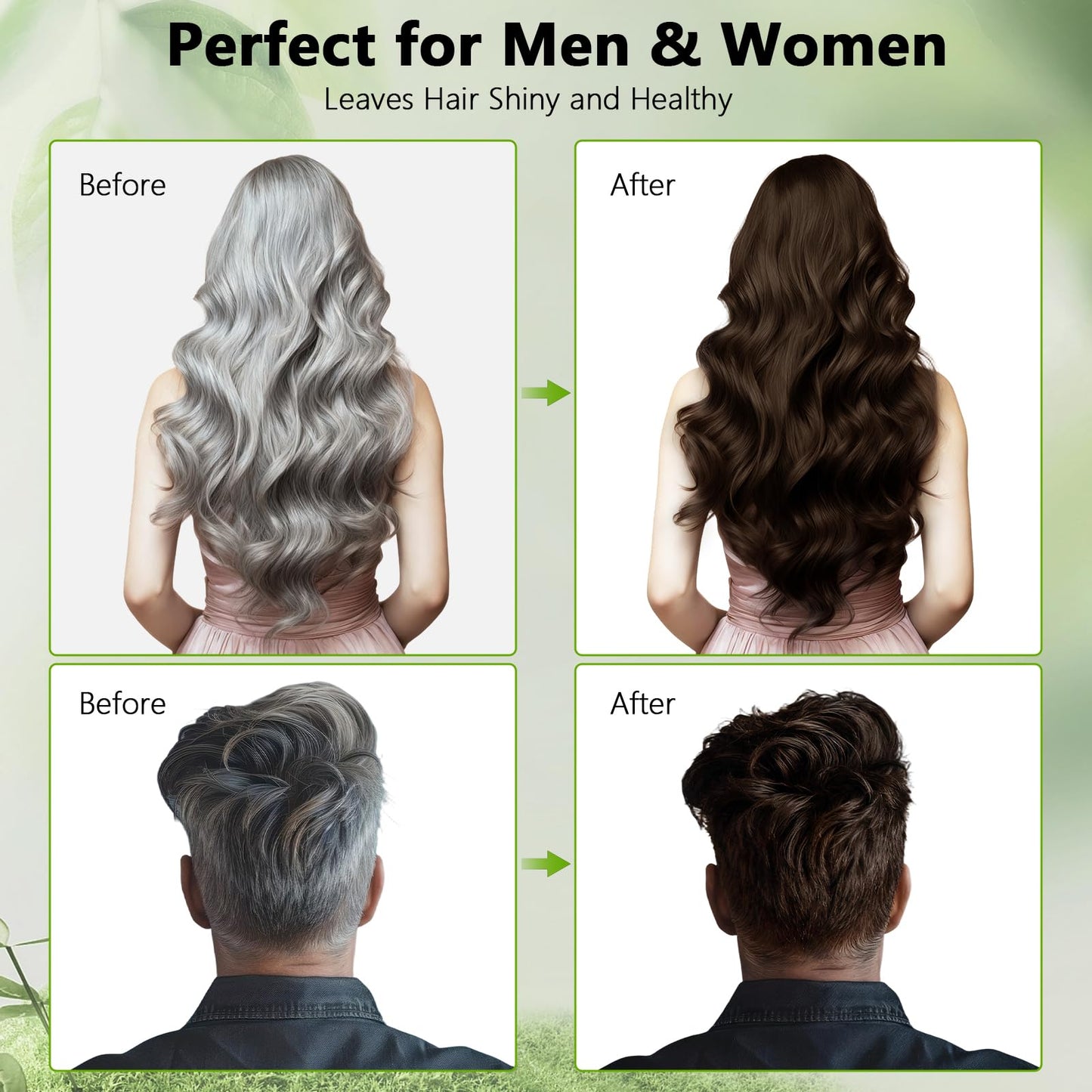 White Smoke RKQNIER Dark Brown Hair Dye Shampoo for Women & Men, 15 Min Gray Coverage, 3 in 1 Semi-Permanent Color with Natural Herbal Ingredients, Lasts 60 Days