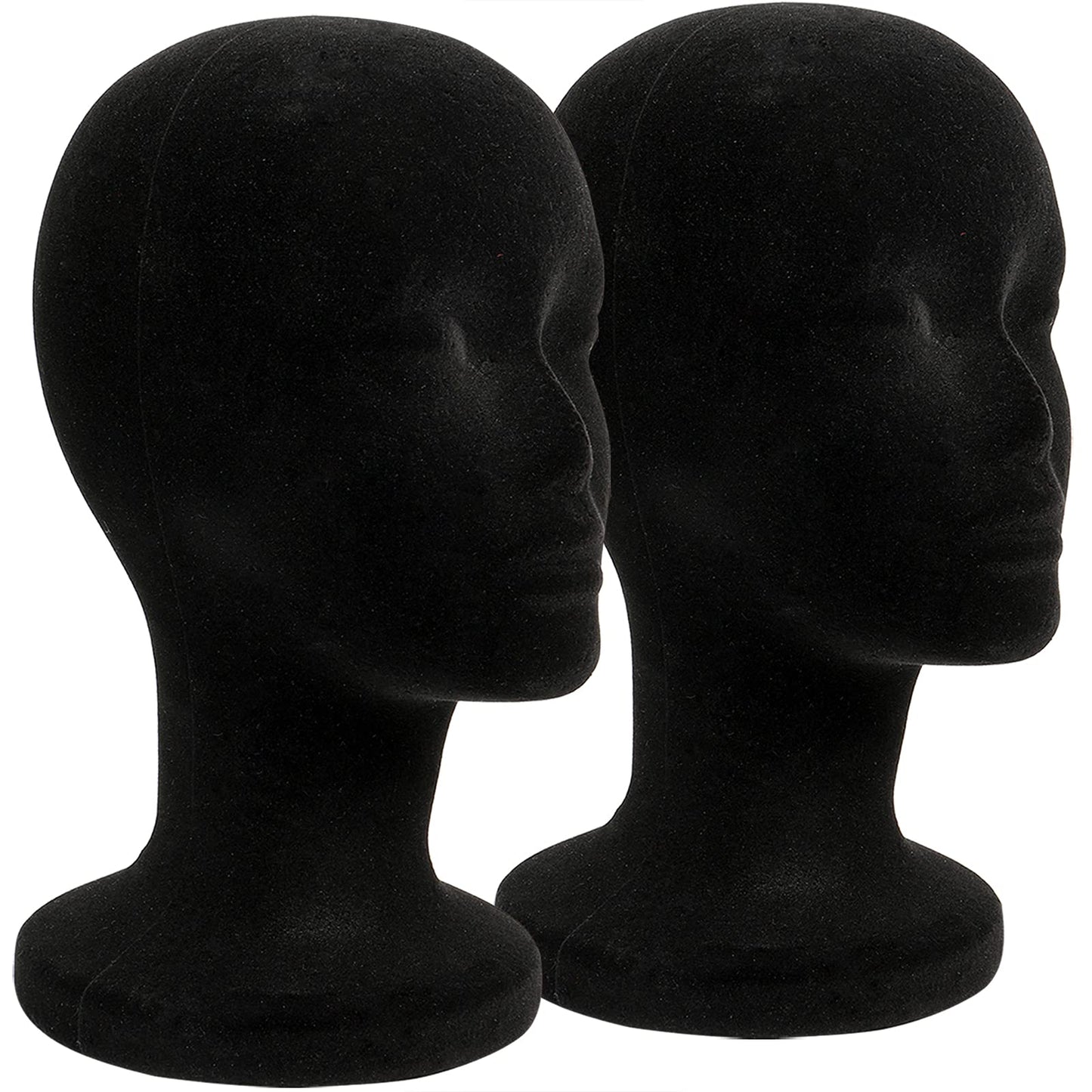 Black Foraineam 2 Pack Black Foam Mannequin Head, 12 Inch Female Manikin Foam Heads, Wig Holder Hats Glasses Headband Hairpieces Display Stand