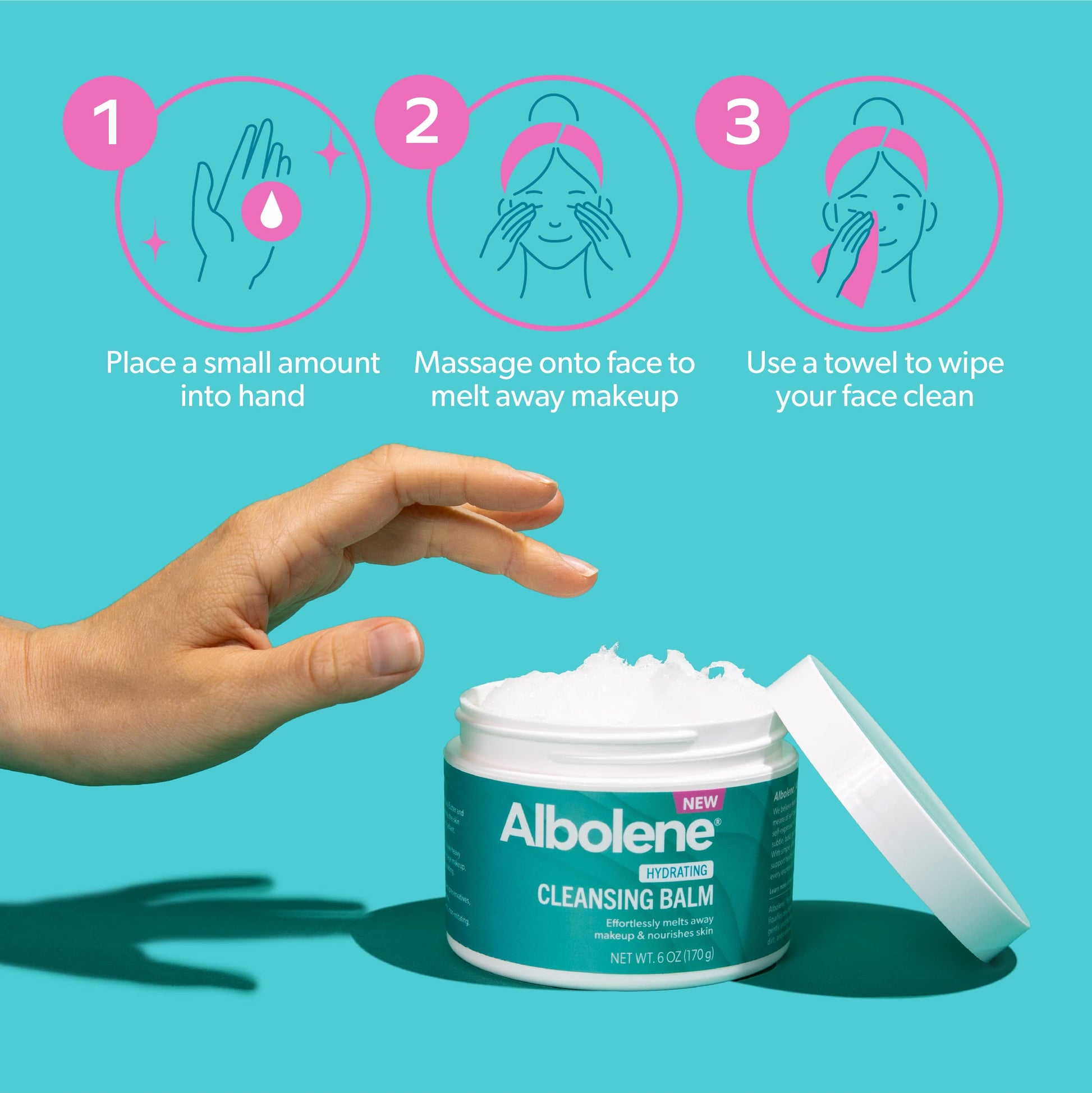 Medium Turquoise Albolene Cleansing Balm - Hydrating Makeup Remover & Face Wash with Shea Butter & Jojoba Oil - Gently Dissolves Waterproof Makeup - Fragrance-Free - Dermatologist-Developed - 6 oz (Pack of 1)