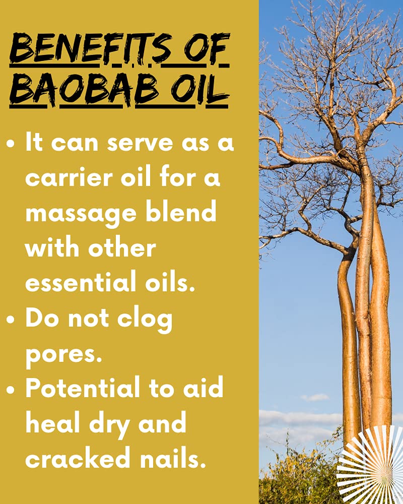 Goldenrod AFRIKINKY BAOBAB OIL Unrefined Cold Pressed Premium Fresh (50ml) 100% Pure For Skin Hair Nails Massage | Africa's Best Beauty Oil