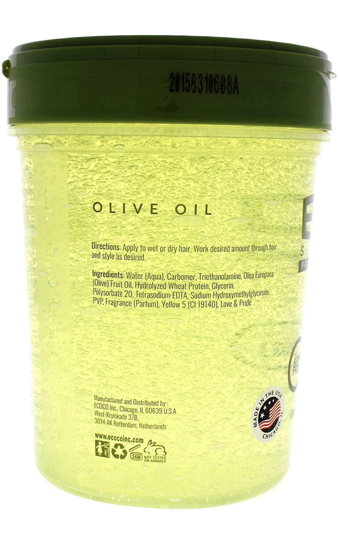White Smoke Eco Style Styling Gel, Olive Oil Gel 32 Ounce (Including 3 pc Bone Tail Rat Tail Hair Comb & 20 Piece Black Hair Ties Ponytail Holders) Eco Styler Olive Oil Gel