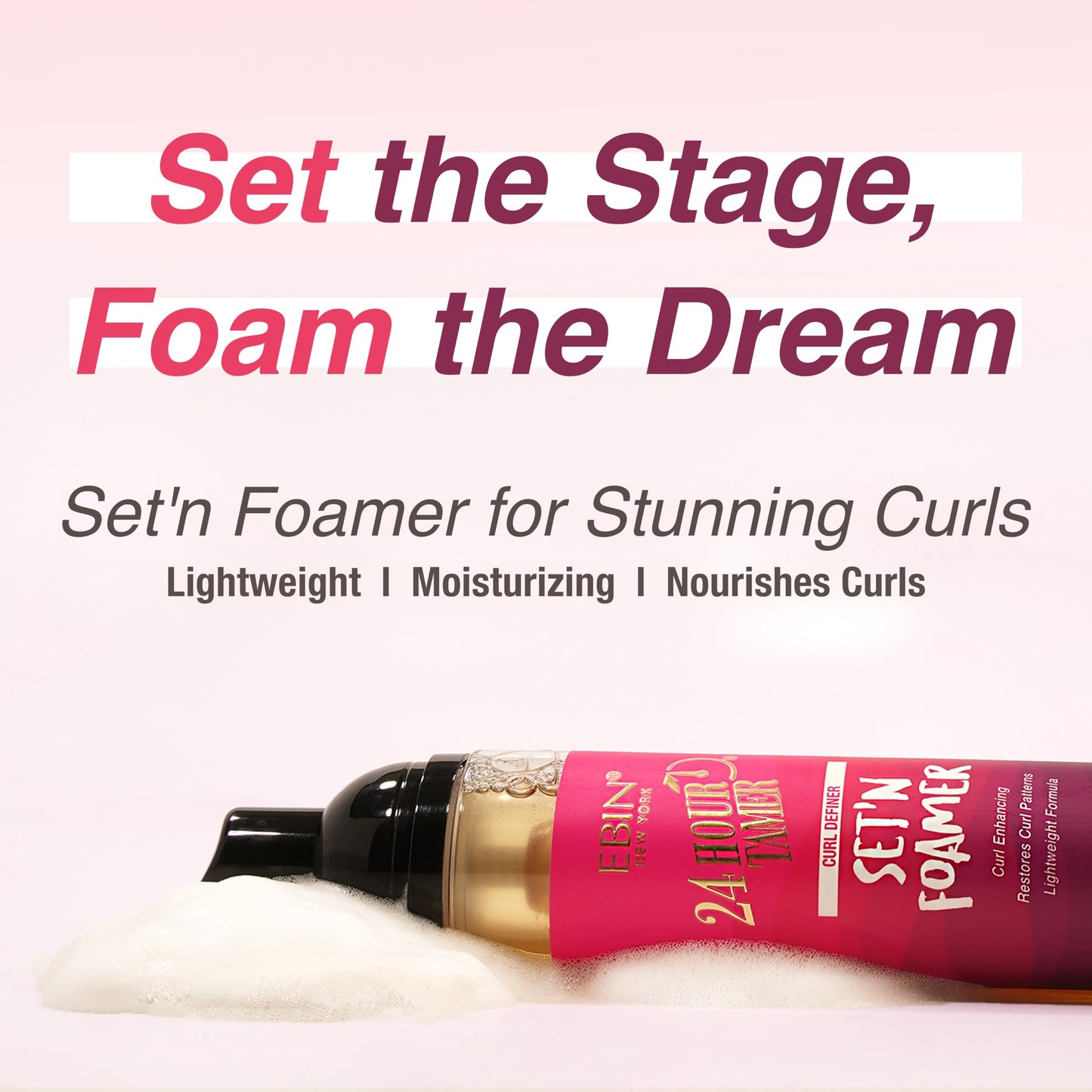 White Smoke 24 Hour Tamer Set'n Foamer Curl Definer 3.38oz/ 100ml - Define Curls & Waves, Enhance Volume & Shine, Soft Finish with Lightweight Texture, Restoring Curl Patterns, Nourishes Curls, No Flake