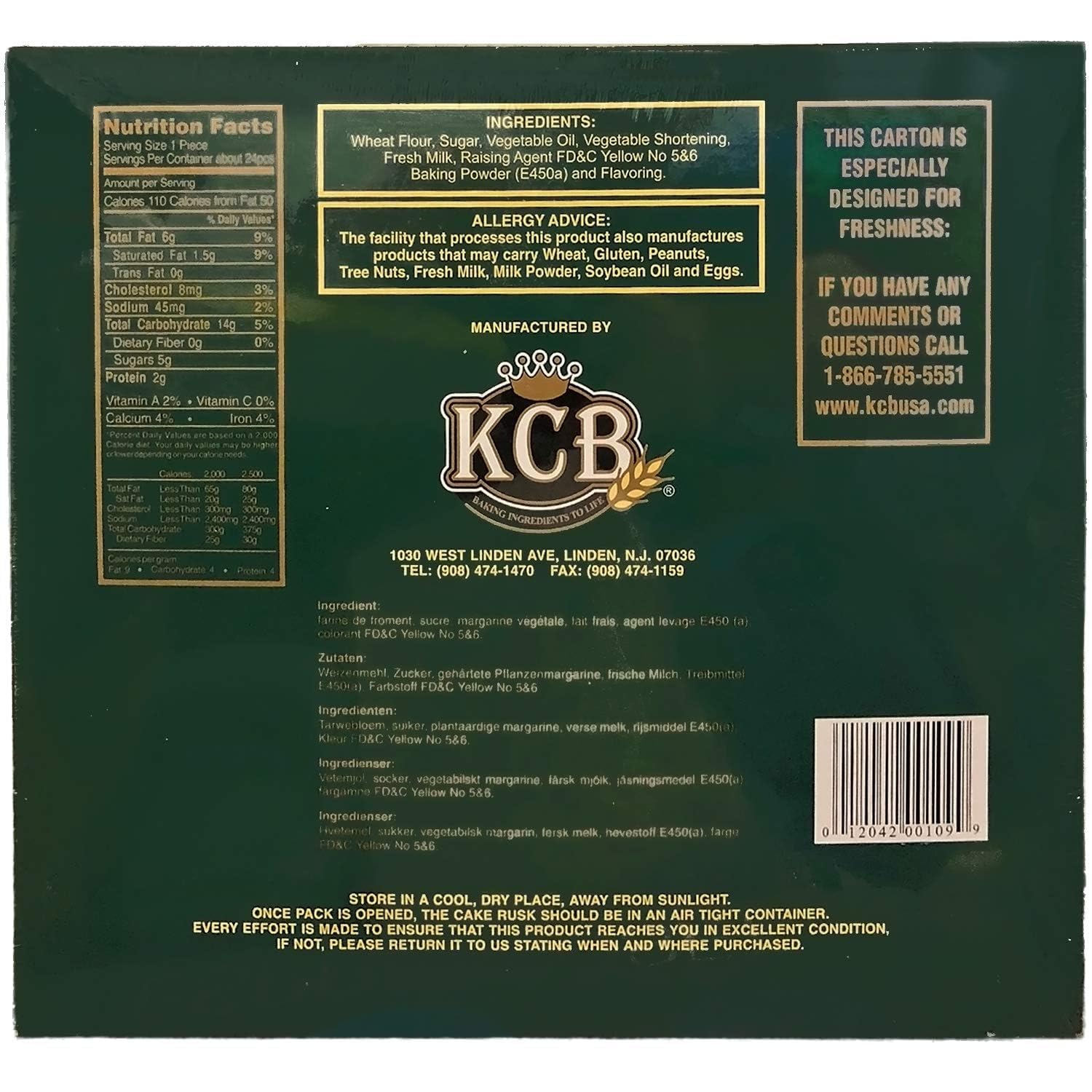 Dark Slate Gray KCB - Premium Cake Rusk (Vegetarian), 20 Oz