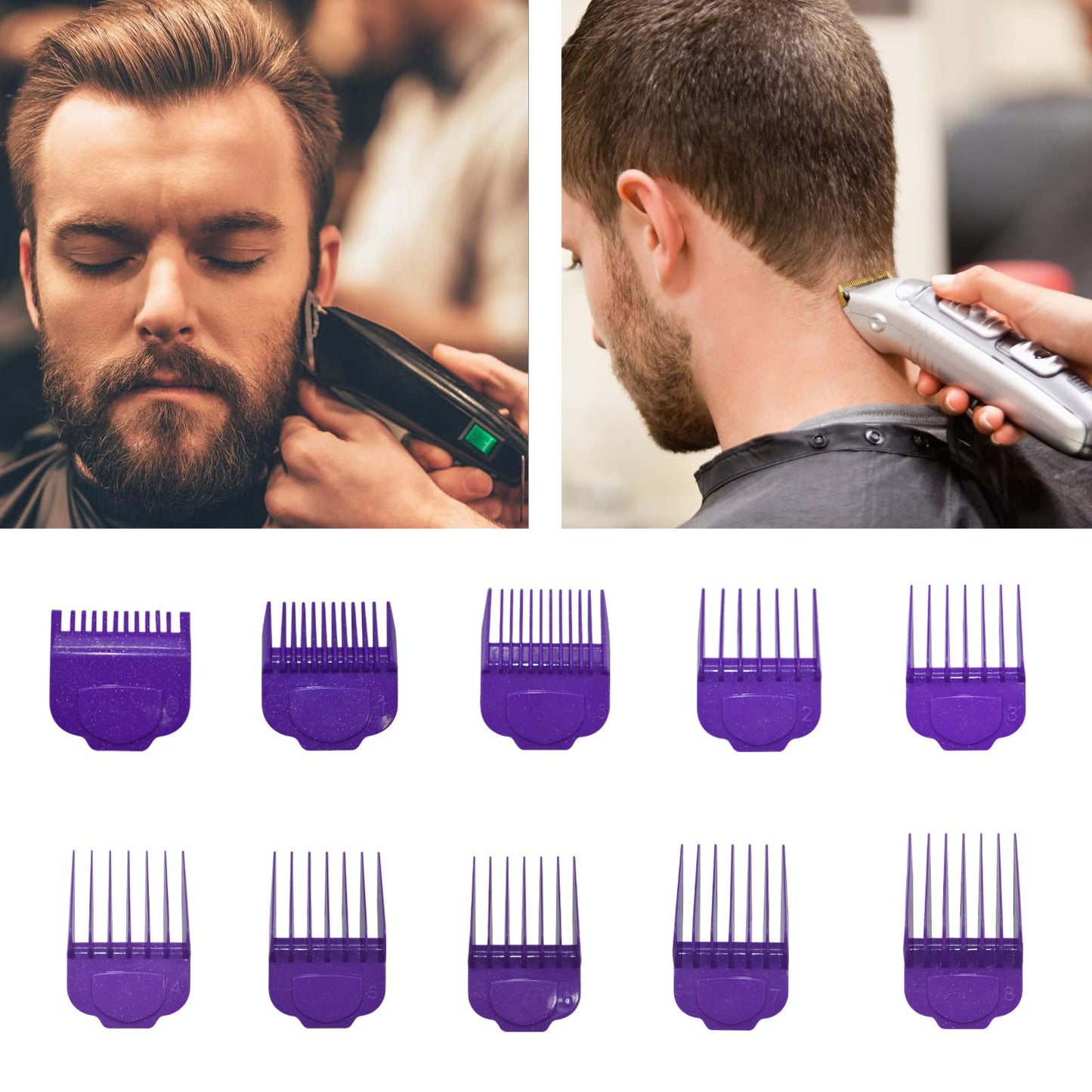 White Smoke Magnetic Clipper Guards Guide Comb Set Compatible with Andis Master Hair Clippers,Size form to 1/16 to 1 in,10pcs Purple