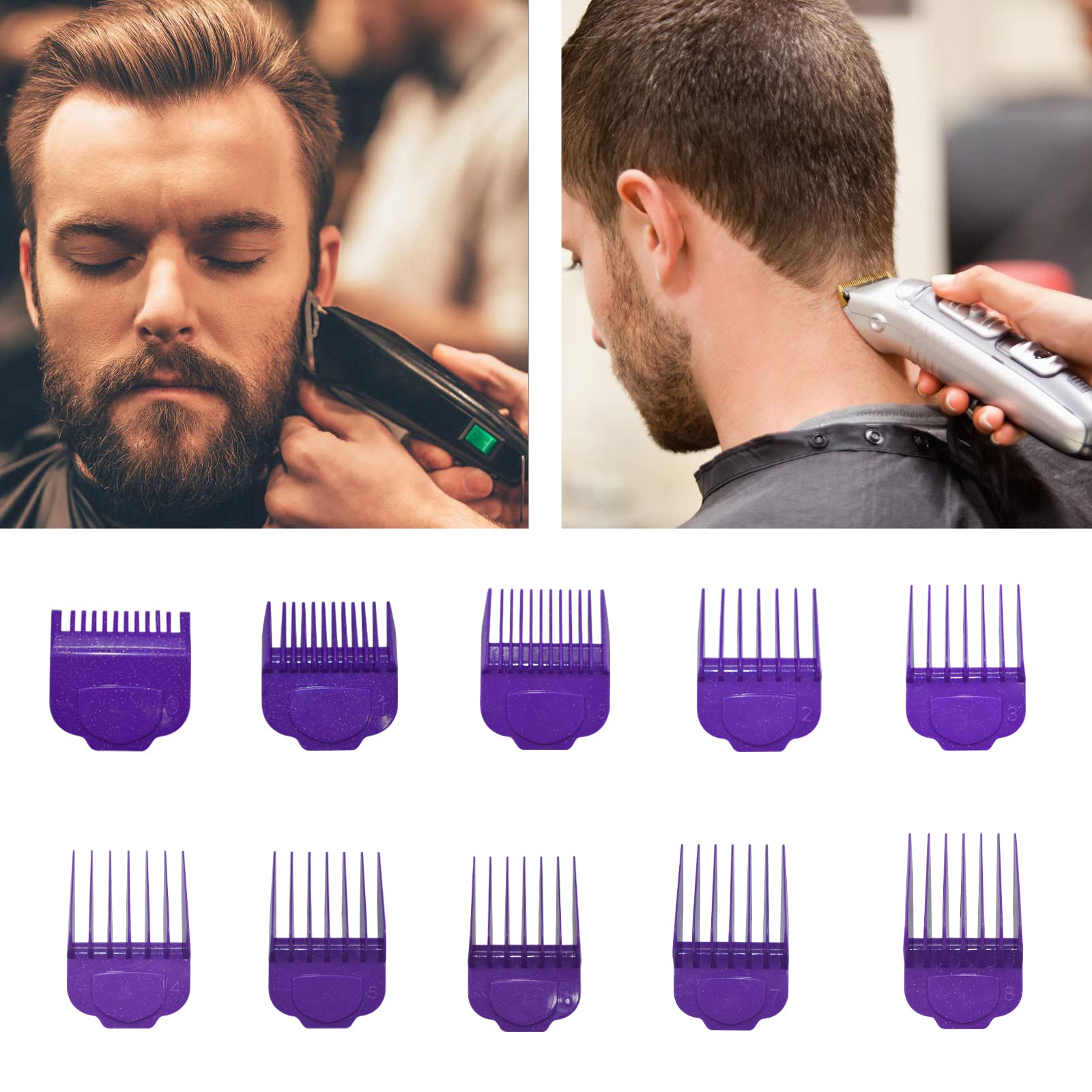 White Smoke Magnetic Clipper Guards Guide Comb Set Compatible with Andis Master Hair Clippers,Size form to 1/16 to 1 in,10pcs Purple
