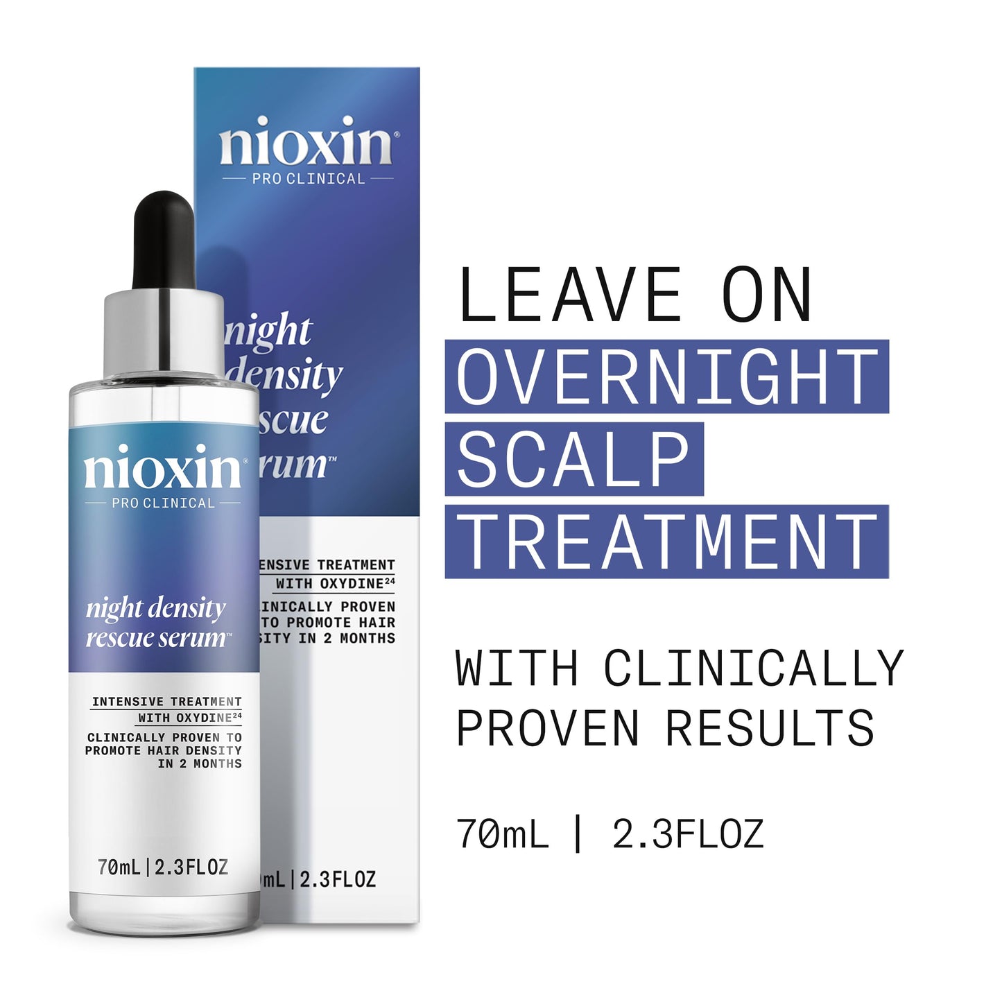 White Smoke Nioxin Night Density Rescue Serum | Overnight Hair Thickening Serum | Protects Against Hair Breakage | Intensive Treatment with Oxydine | 2.4 Fl oz.