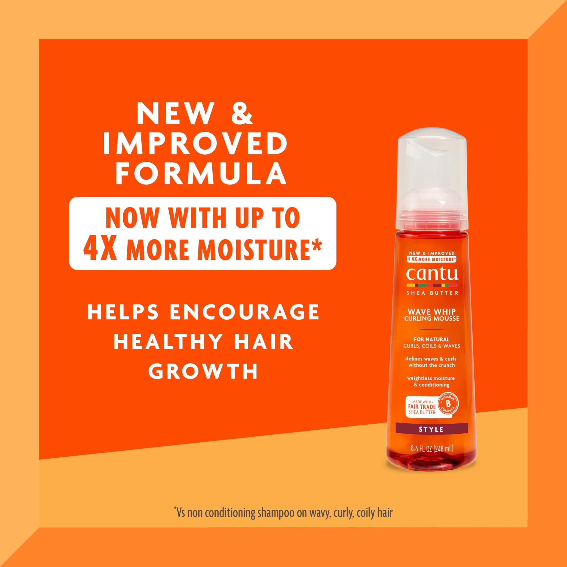 Orange Red Cantu Wave Whip Curling Mousse for Natural Hair with Pure Shea Butter, 8.4 fl oz (Pack of 2)