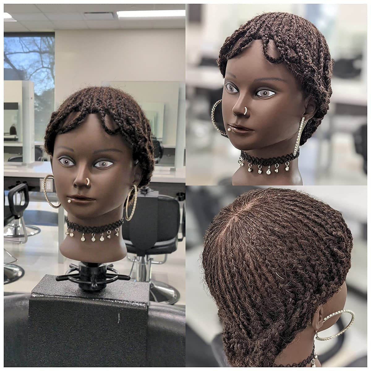 Dark Slate Gray headdoll Afro Curly Mannequin Head with 100% Human Hair Curly Hair Hairdresser Hair Styling Cosmetology Manikin Head Doll head for Hairdresser Practice Styling Dye Braiding with Clamp Stand