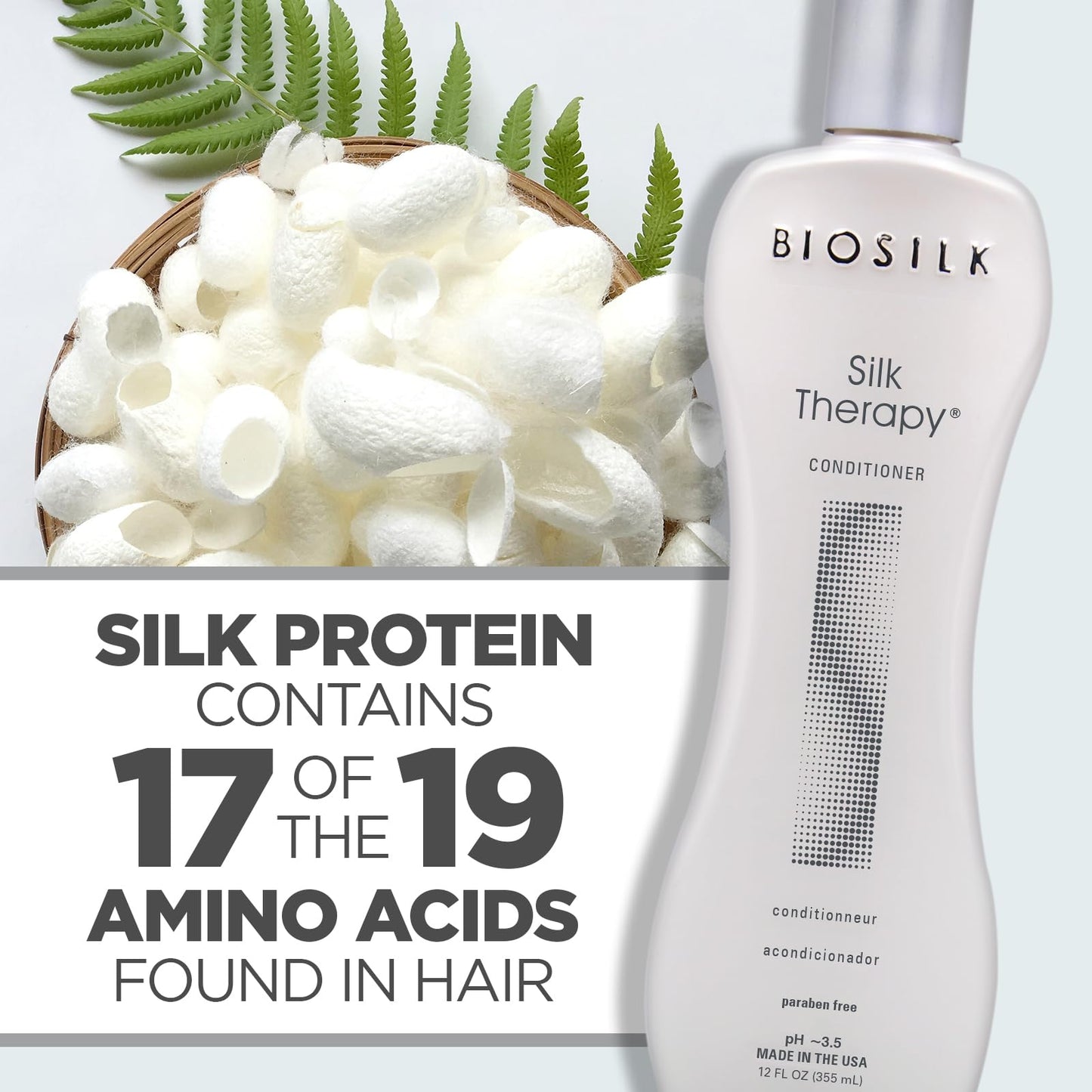 Light Gray BioSilk Silk Therapy Conditioner - Sulfate, Paraben and Gluten Free, 12 oz(Pack of 12)
