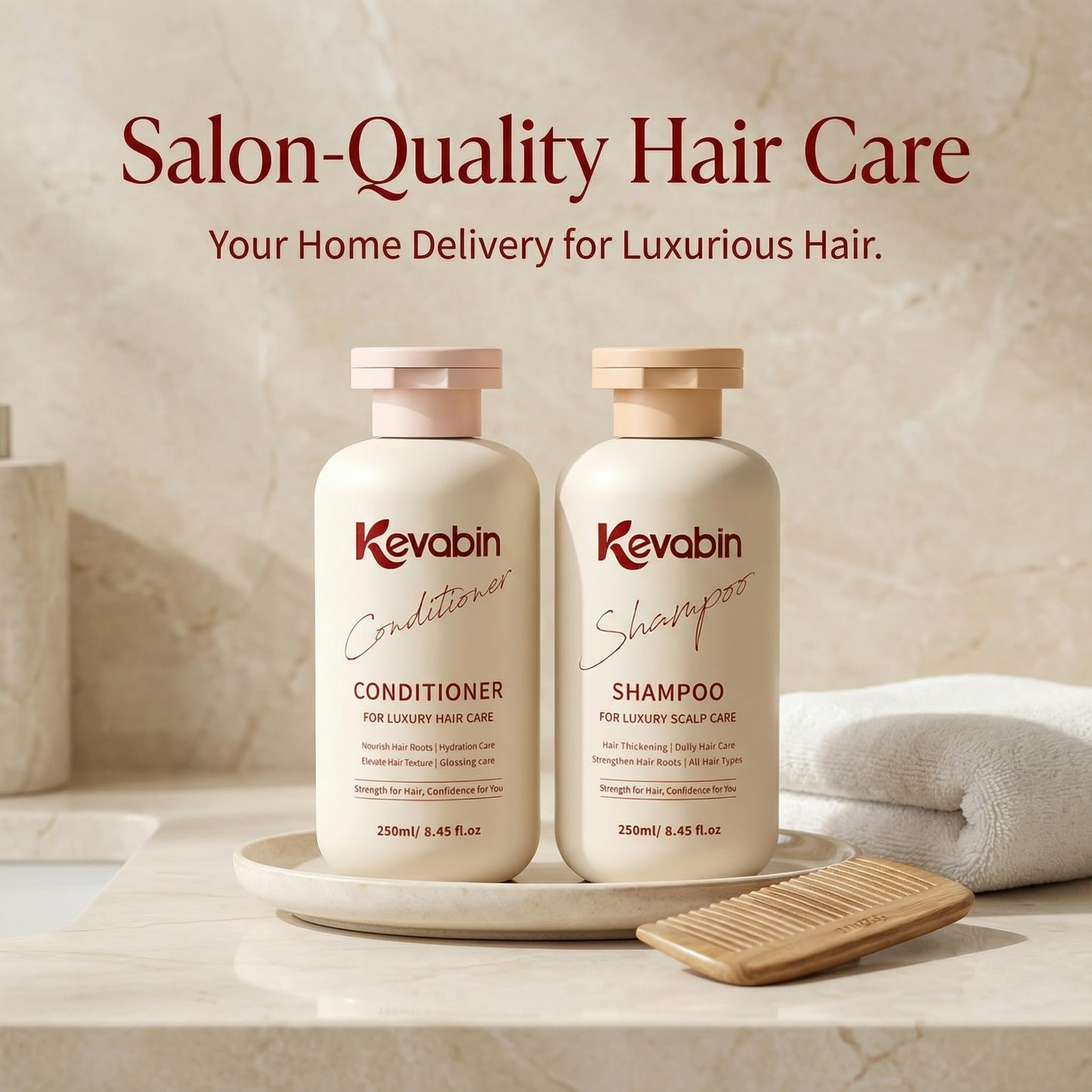 Gray Kevabin Shampoo and Conditioner Set for Thinning Hair Care & Thickening - Rosemary Shampoo and Conditioner for Women & Men with Biotin, Ganoderma Lucidum, Free of Parabens & Phthalates, Gently Cleanse