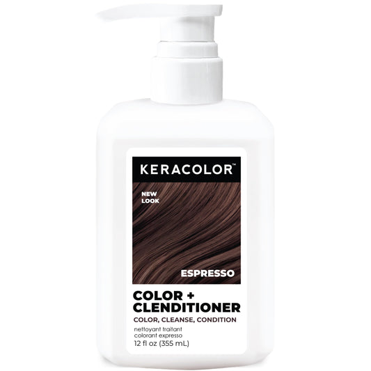 White Smoke Keracolor Color + Clenditioner 3-in-1 Color-Depositing Conditioner, Gently Cleanses & Conditions, Semi-Permanent Espresso Hair Color, 12 Fl Oz