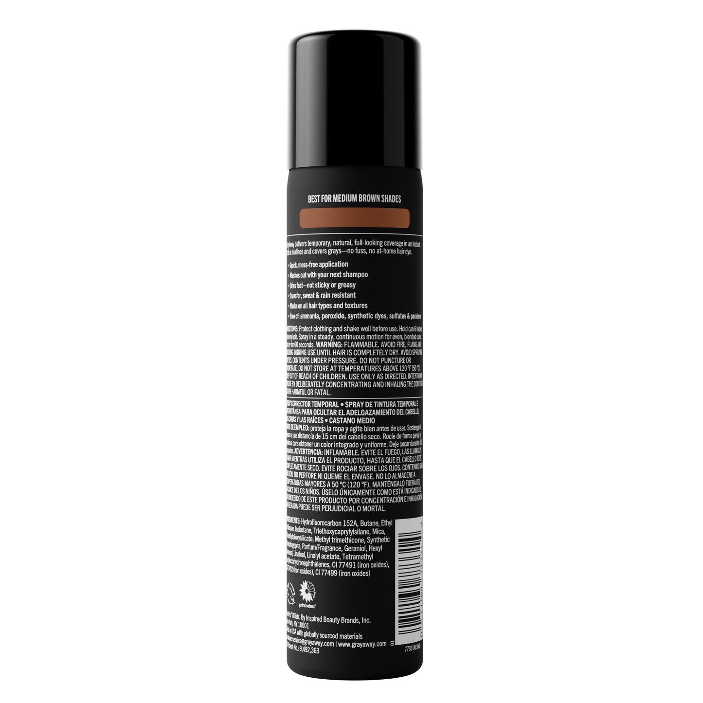 Black EVERPRO Gray Away Men’s Instant Root Cover Up Spray | Temporary Gray Concealer Hair Color Spray | Covers Grays + Thinning Areas | Medium Brown, 2.5 oz