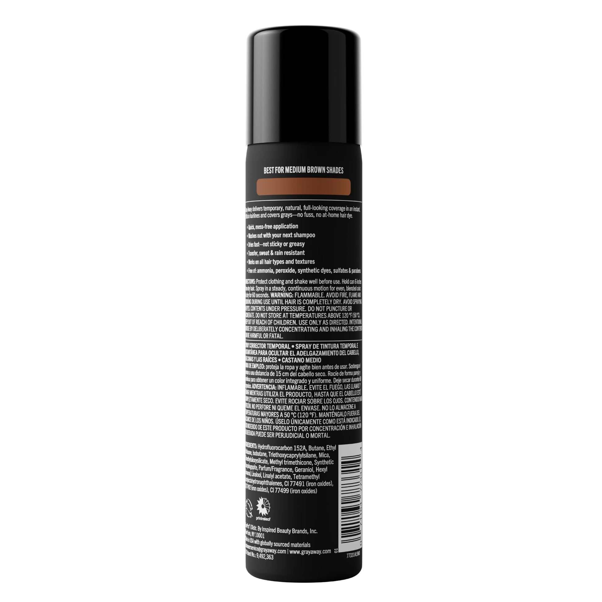 Black EVERPRO Gray Away Men’s Instant Root Cover Up Spray | Temporary Gray Concealer Hair Color Spray | Covers Grays + Thinning Areas | Medium Brown, 2.5 oz