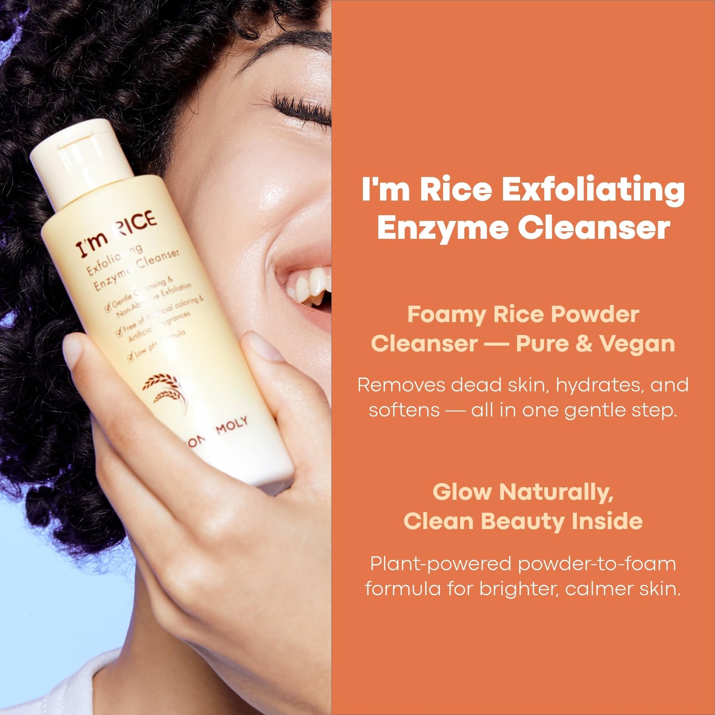 Coral TONYMOLY I’m Rice Exfoliating Enzyme Cleanser – Rice Powder Face Wash & Papaya Enzyme Scrub, Gentle AHA Brightening Mask for Smooth Radiant Skin, 50g