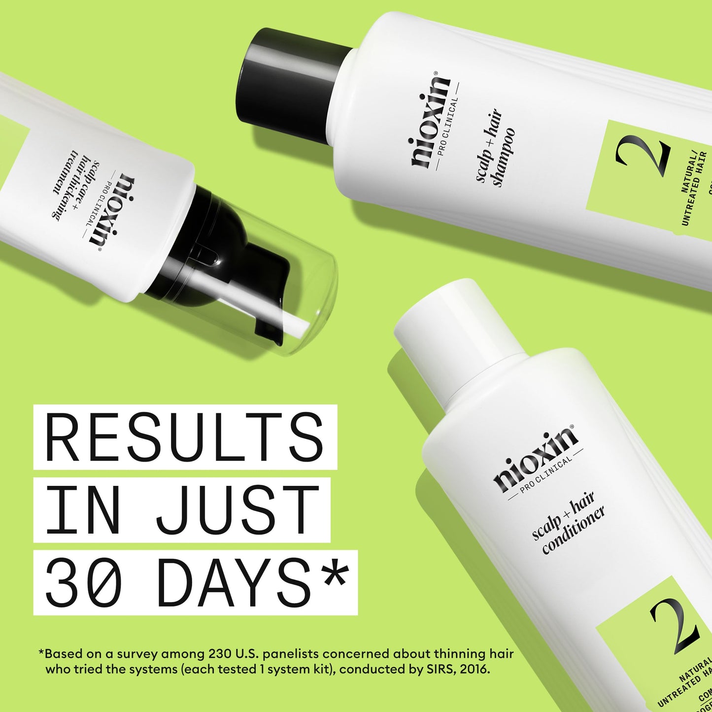 Light Goldenrod Nioxin Scalp + Hair Thickening System 2 | For Natural or Untreated Hair with Progressed Thinning| Full Size| 3 Month Supply