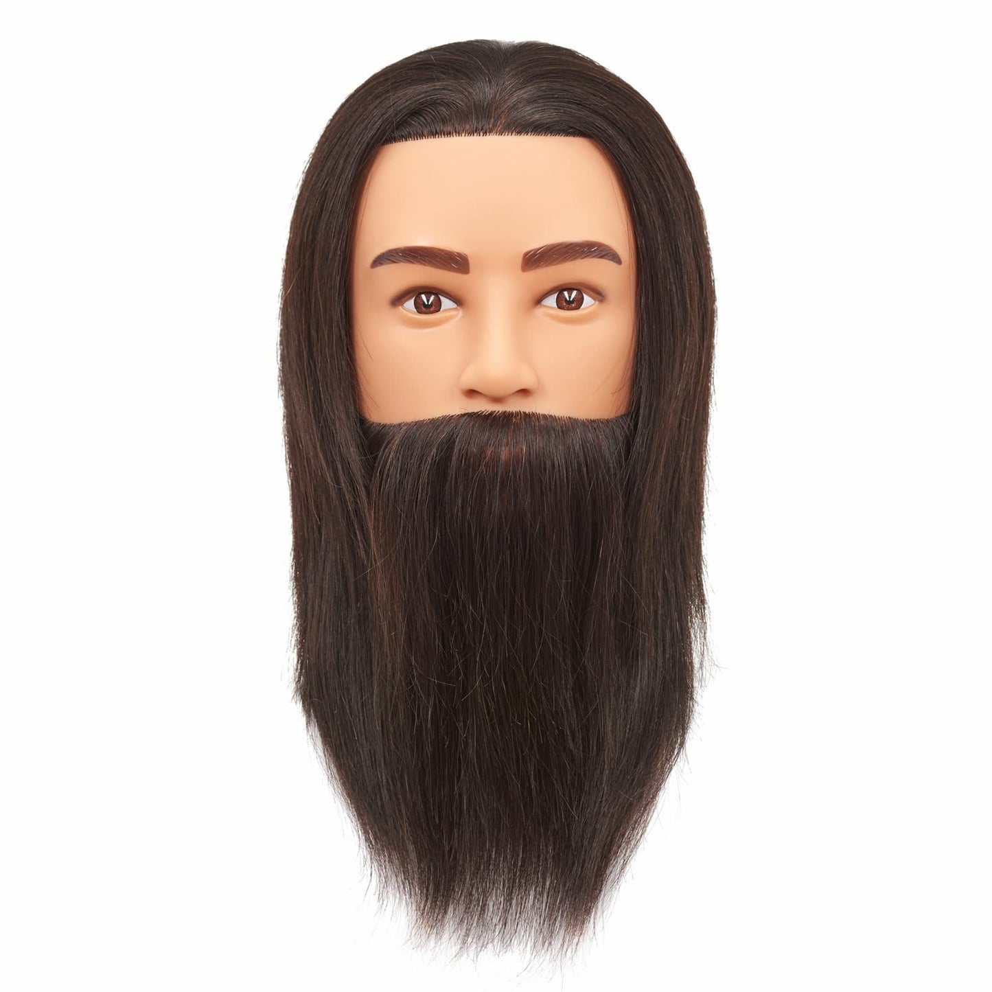 Dark Slate Gray Hairingrid Male Mannequin Head 100% Human Hair Hairdresser Cosmetology Mannequin Manikin Training Head Hair and Free Clamp Holder (R72001LB0210AH)