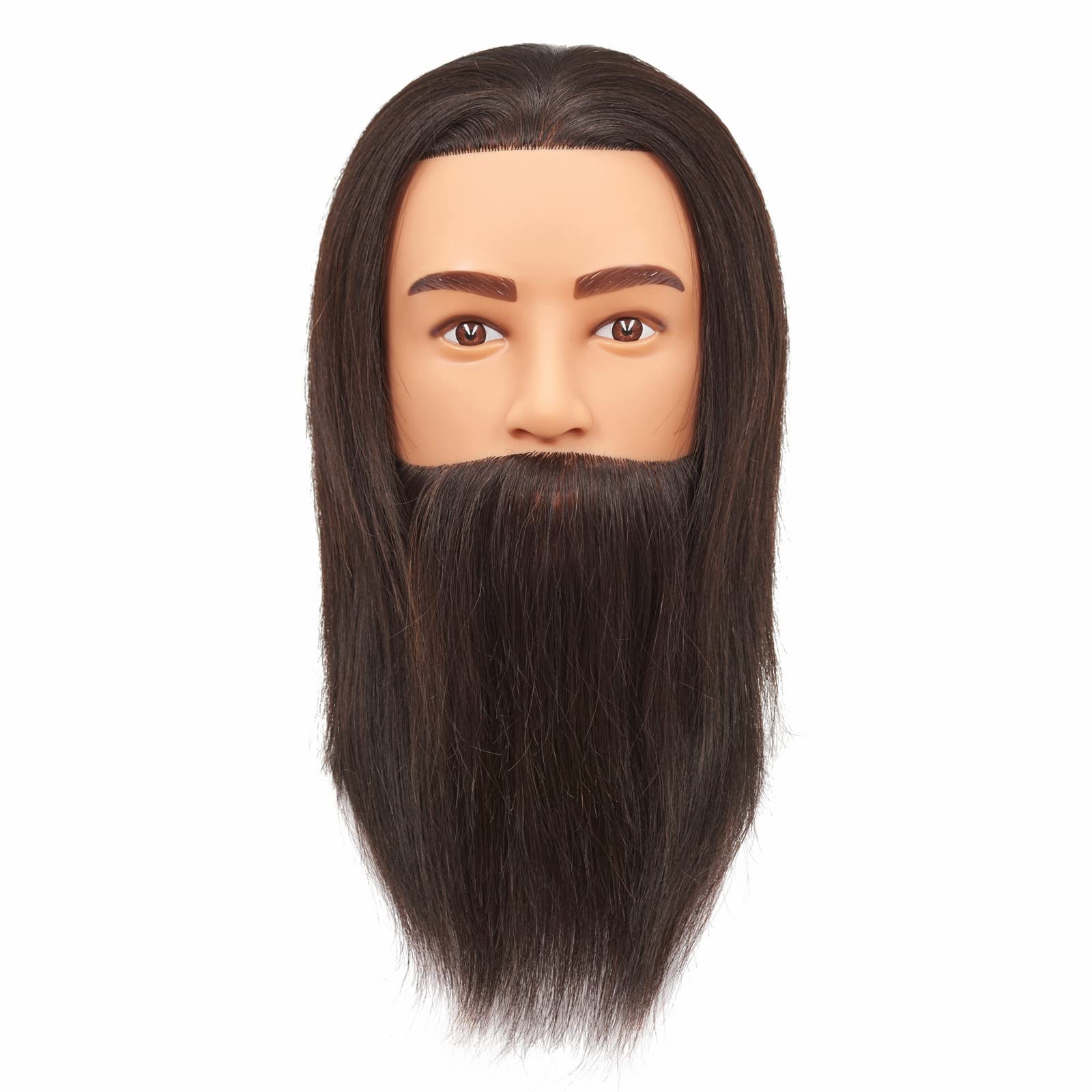Dark Slate Gray Hairingrid Male Mannequin Head 100% Human Hair Hairdresser Cosmetology Mannequin Manikin Training Head Hair and Free Clamp Holder (R72001LB0210AH)