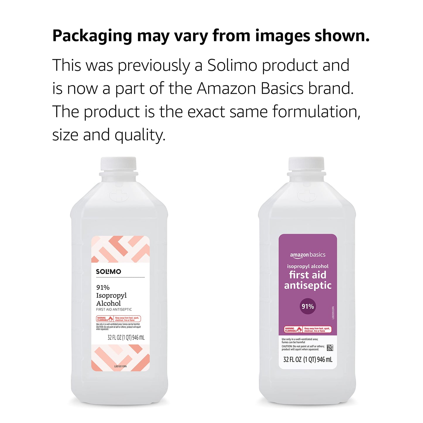 White Smoke Amazon Basics Isopropyl Alcohol 91% First Aid Antiseptic, Multipurpose Disinfectant for Minor Cuts and Scrapes, Unscented, 32 fl oz Bottle, Pack of 1 (Previously Solimo)