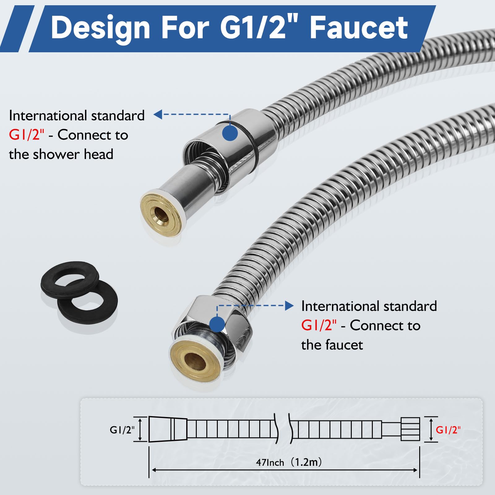 Lavender LukLoy Shampoo Bowl Sprayer Hose Replacement, 1/2" Nut Professional Salon Sink Stainless Steel Hose for Sink Shampoo Bed